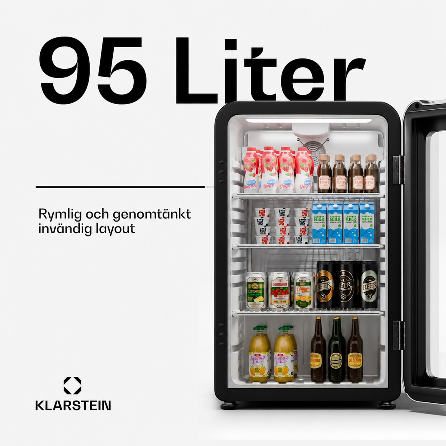 Audrey Evo dryckeskyl | retrodesign | glasdörr | 95 l | energiklass C 95 l | Silver