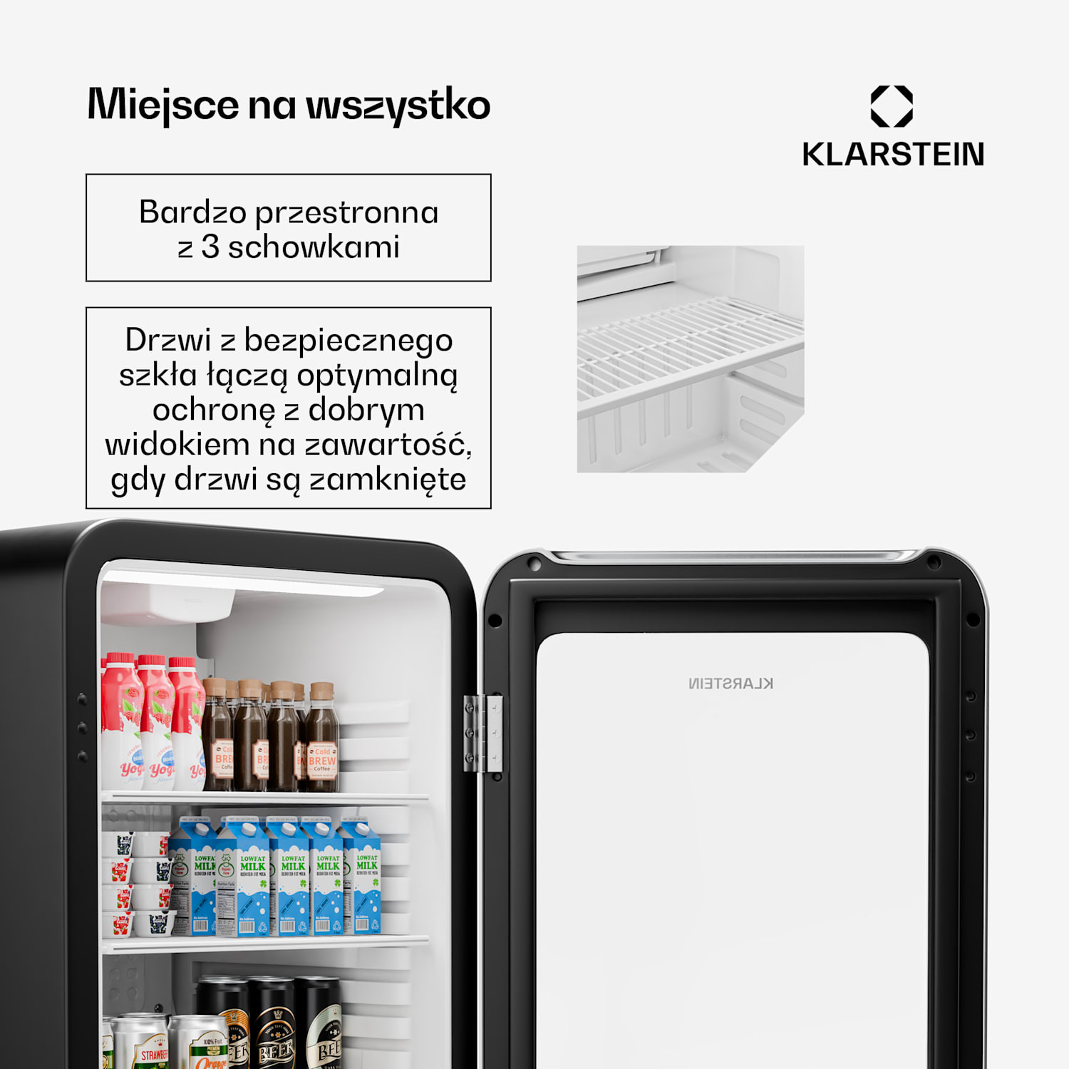 Audrey Evo lodówka na napoje, design retro, szklane drzwi, 113 l, klasa energetyczna C 113 Ltr | Czarny