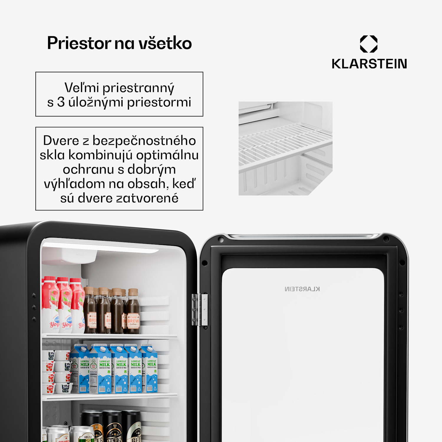 Audrey Evo chladnička na nápoje, Retro dizajn, sklenené dvere, 113 L, EEK C 113 Ltr | Čierna