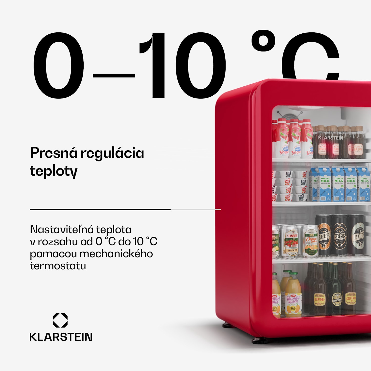 Audrey Evo chladnička na nápoje, Retro dizajn, sklenené dvere, 113 L, EEK C 113 Ltr | Červená