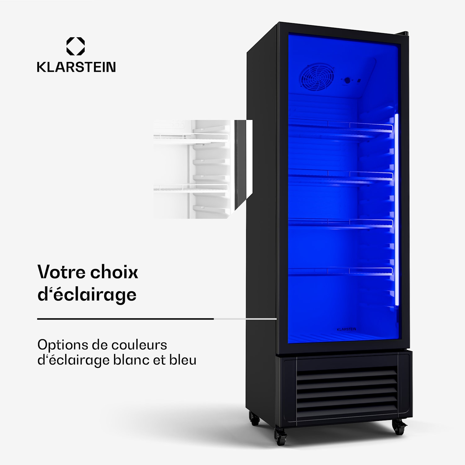 GrandCooler drankenkoeling | 270 L | ledverlichting | met wieltjes | 4 schappen 270 liter | Zwart