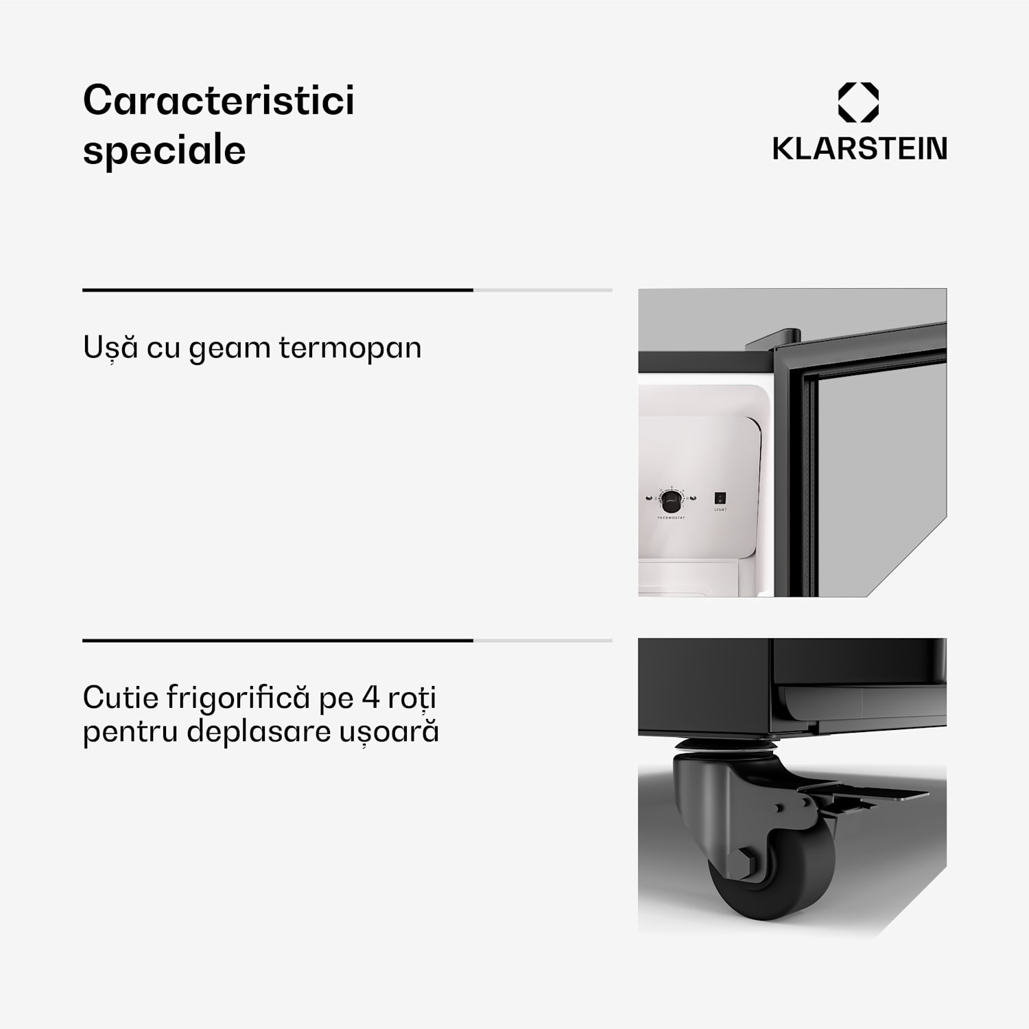 Frigider pentru băuturi GrandCooler, 270 l, iluminare LED, cu roți, 4 rafturi 270 litri | Negru