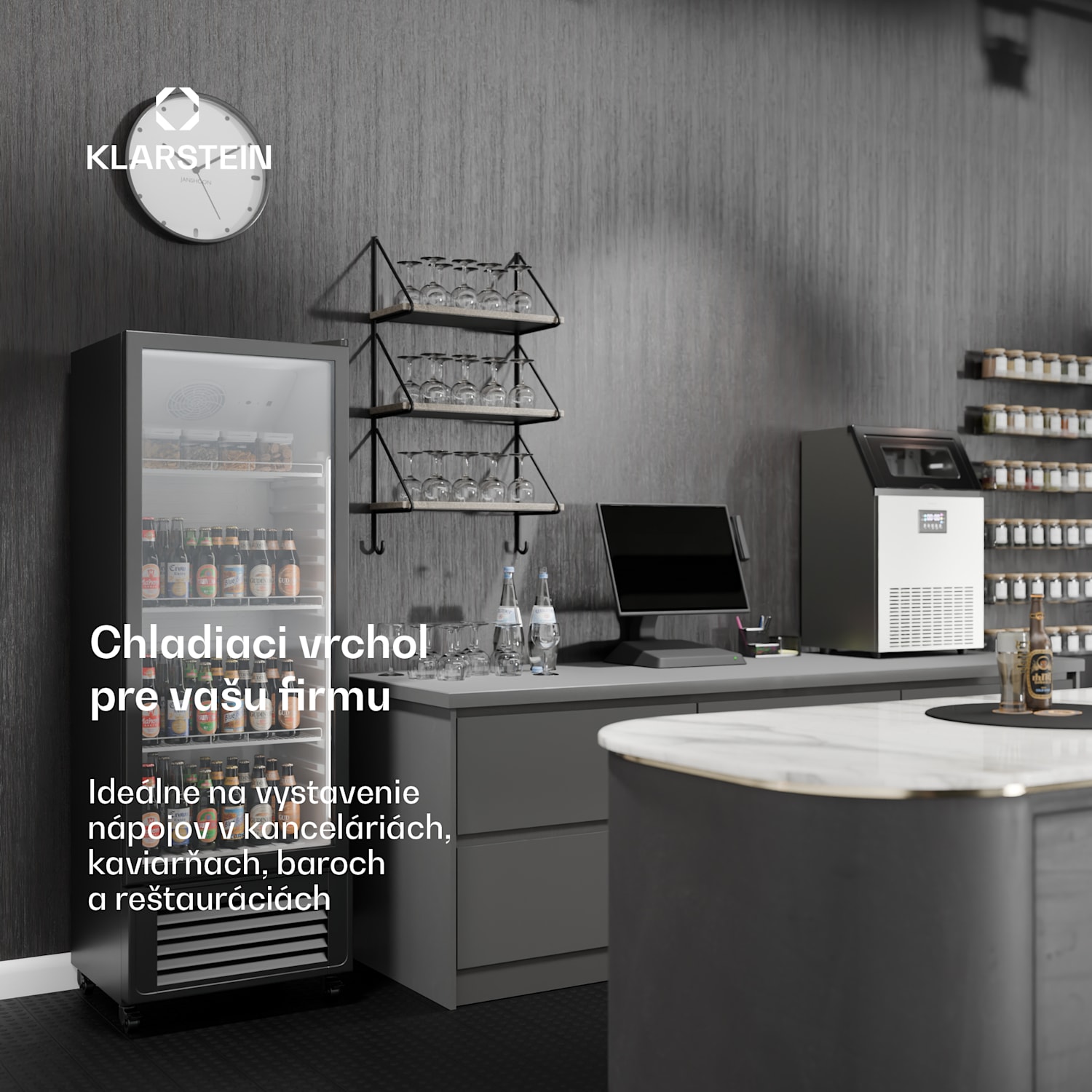 GrandCooler chladnička na nápoje, 270 l, LED osvetlenie, s kolieskami, 4 police 270 litrov | Čierna