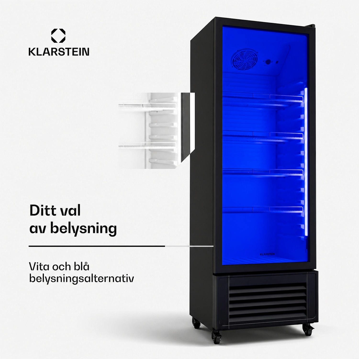 GrandCooler dryckeskyl | 270 l | LED-belysning | med hjul | 4 hyllor 270 L | Svart