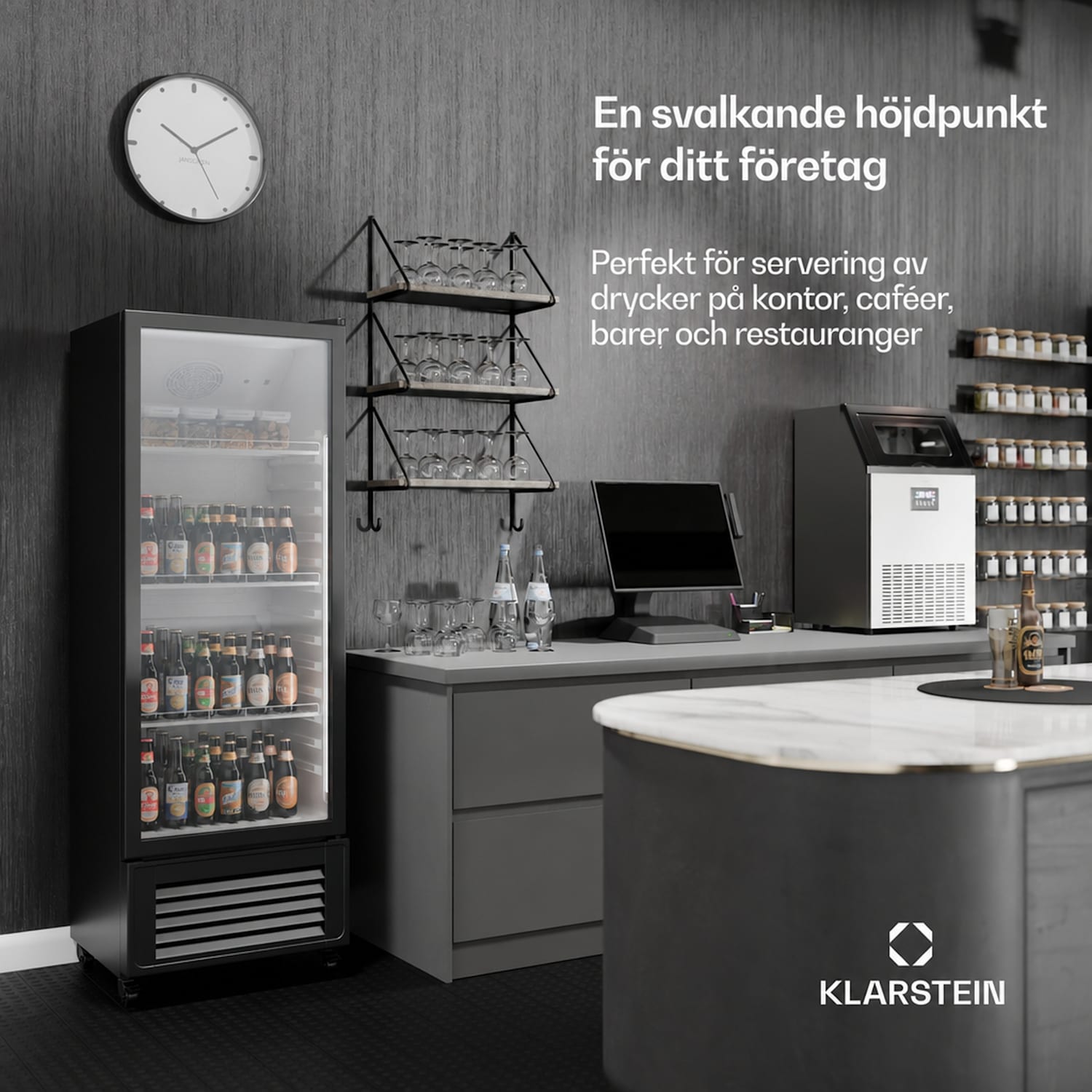 GrandCooler dryckeskyl | 270 l | LED-belysning | med hjul | 4 hyllor 270 L | Svart
