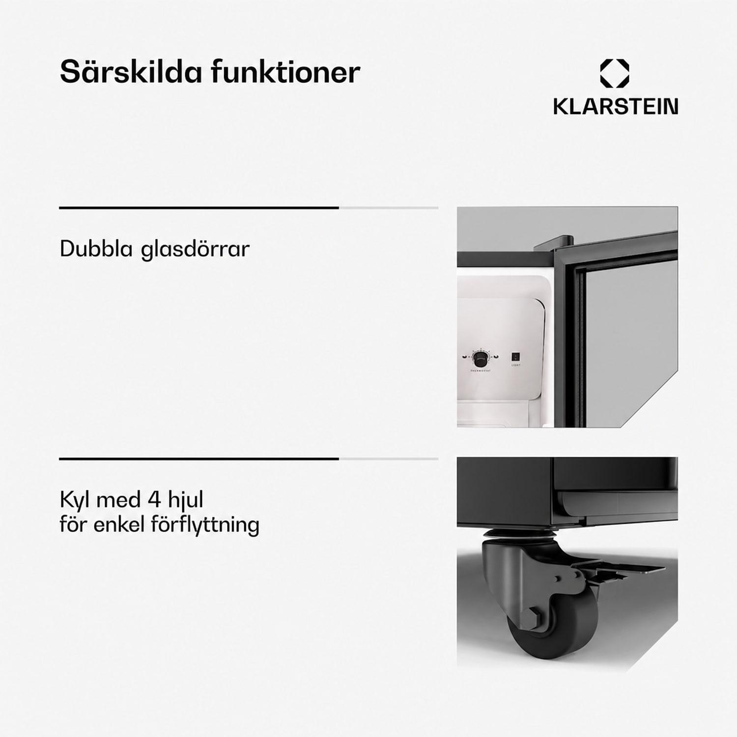 GrandCooler dryckeskyl | 270 l | LED-belysning | med hjul | 4 hyllor 270 L | Svart