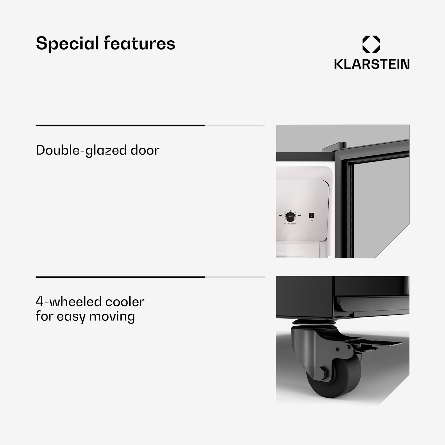 GrandCooler juomajääkaappi | 270 l | LED-valaistus | varustettu pyörillä | 4 hyllyä 270 litraa | Musta