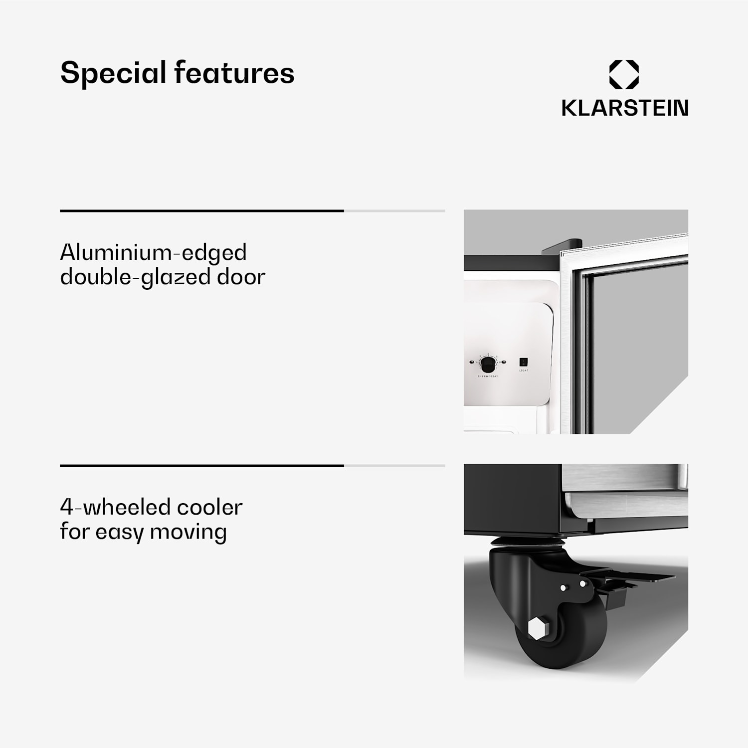 GrandCooler juomajääkaappi | 270 l | LED-valaistus | varustettu pyörillä | 4 hyllyä 270 litraa | Ruostumaton Teräs