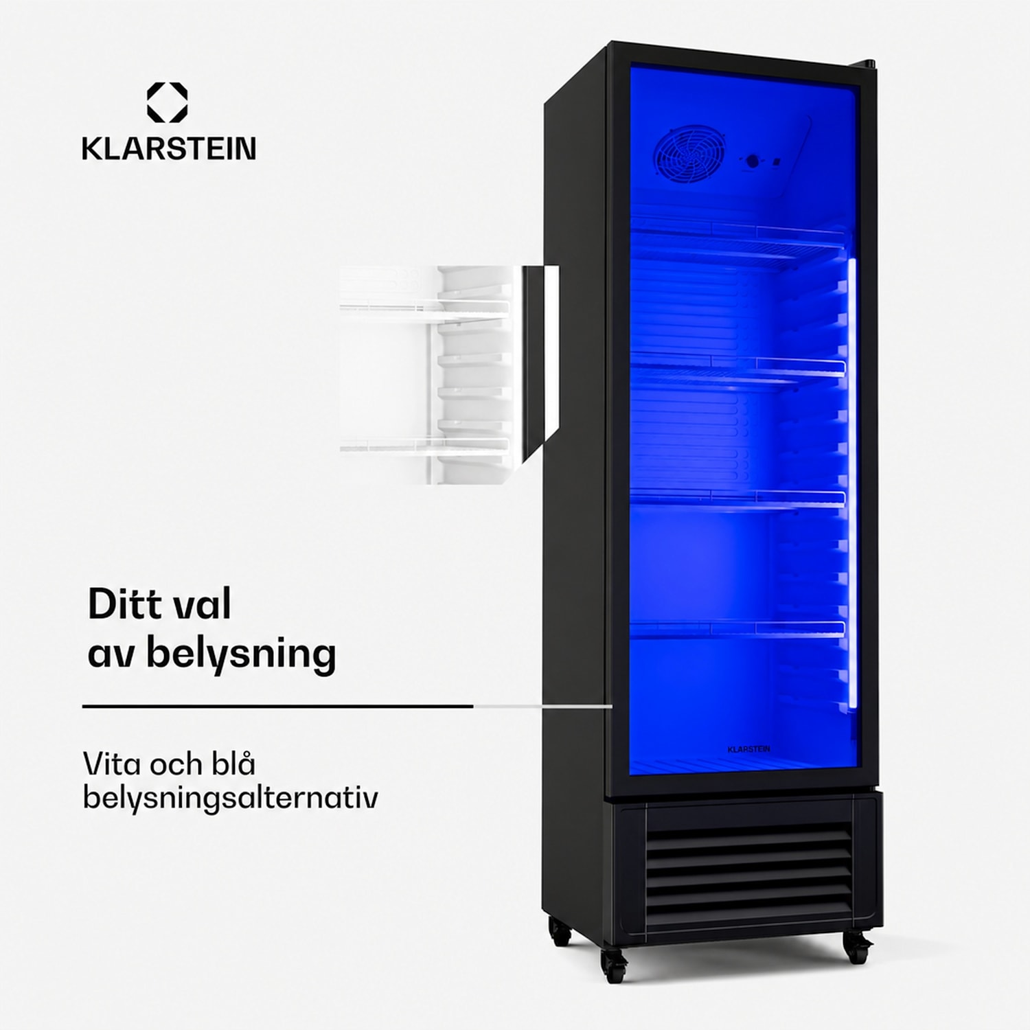 GrandCooler dryckeskyl | 306 l | LED-belysning | med hjul | 4 hyllor 306 L | Svart