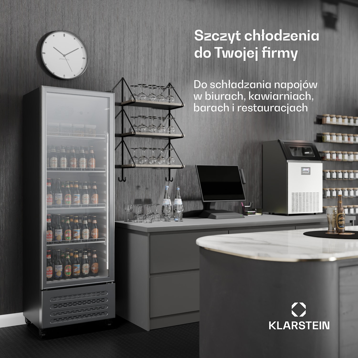 GrandCooler lodówka na napoje, 306 l, oświetlenie LED, kółka, 4 półki 306 litrów | Stal nierdzewna