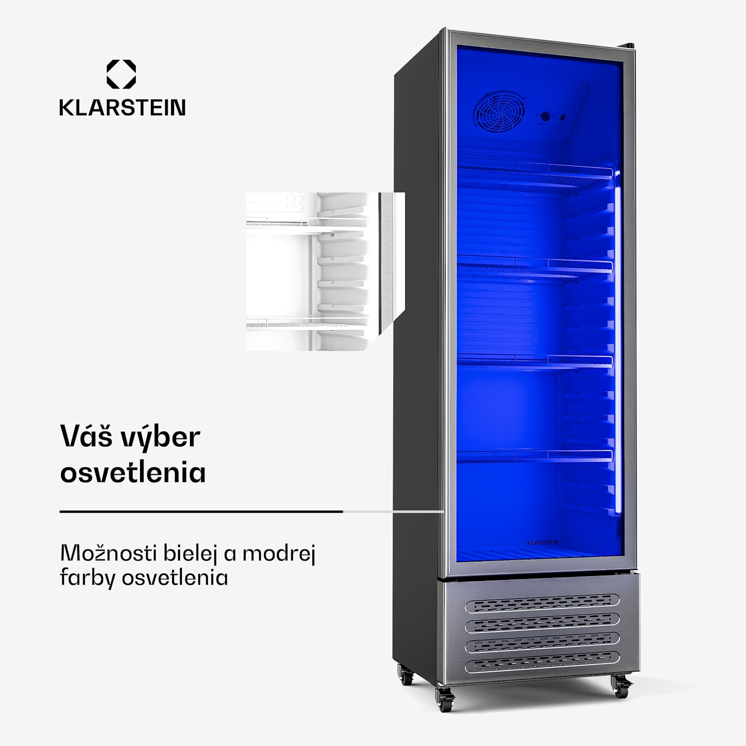 GrandCooler chladnička na nápoje, 306 l, LED osvetlenie, s kolieskami, 4 police 306 litrov | Nehrdzavejúca oceľ