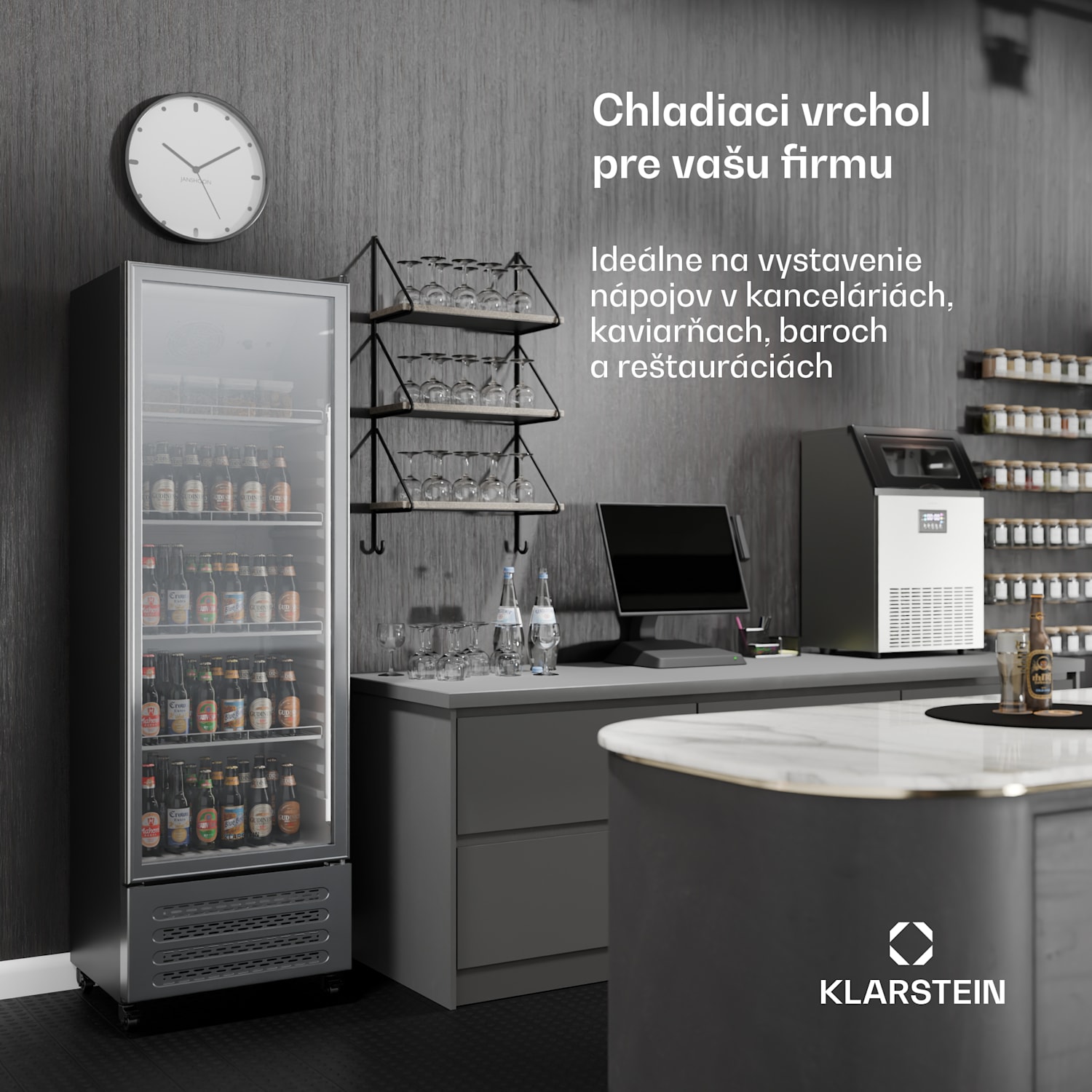 GrandCooler chladnička na nápoje, 306 l, LED osvetlenie, s kolieskami, 4 police 306 litrov | Nehrdzavejúca oceľ