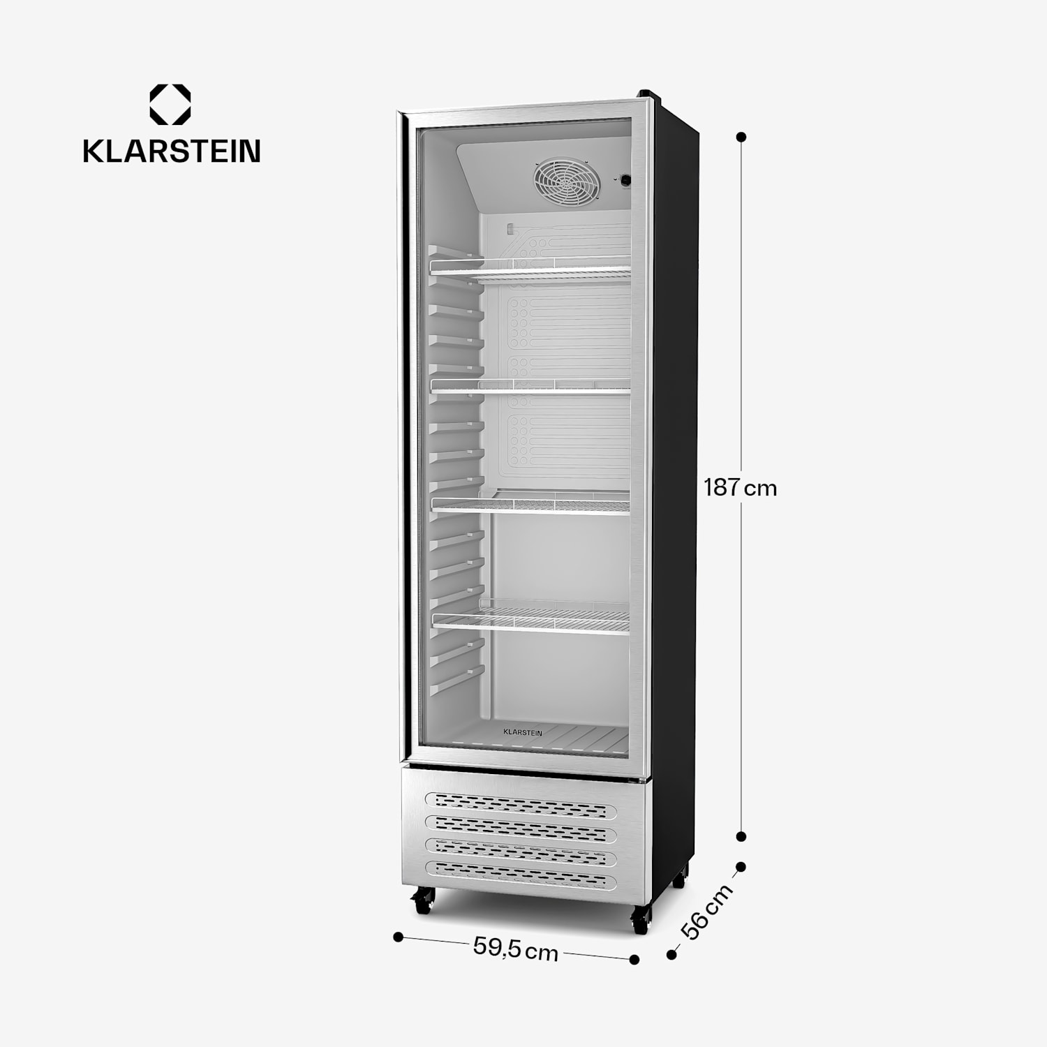 GrandCooler Réfrigérateur à boissons | 306 L | Éclairage LED | avec roues | 4 étagères 306 litres | Acier Inoxydable