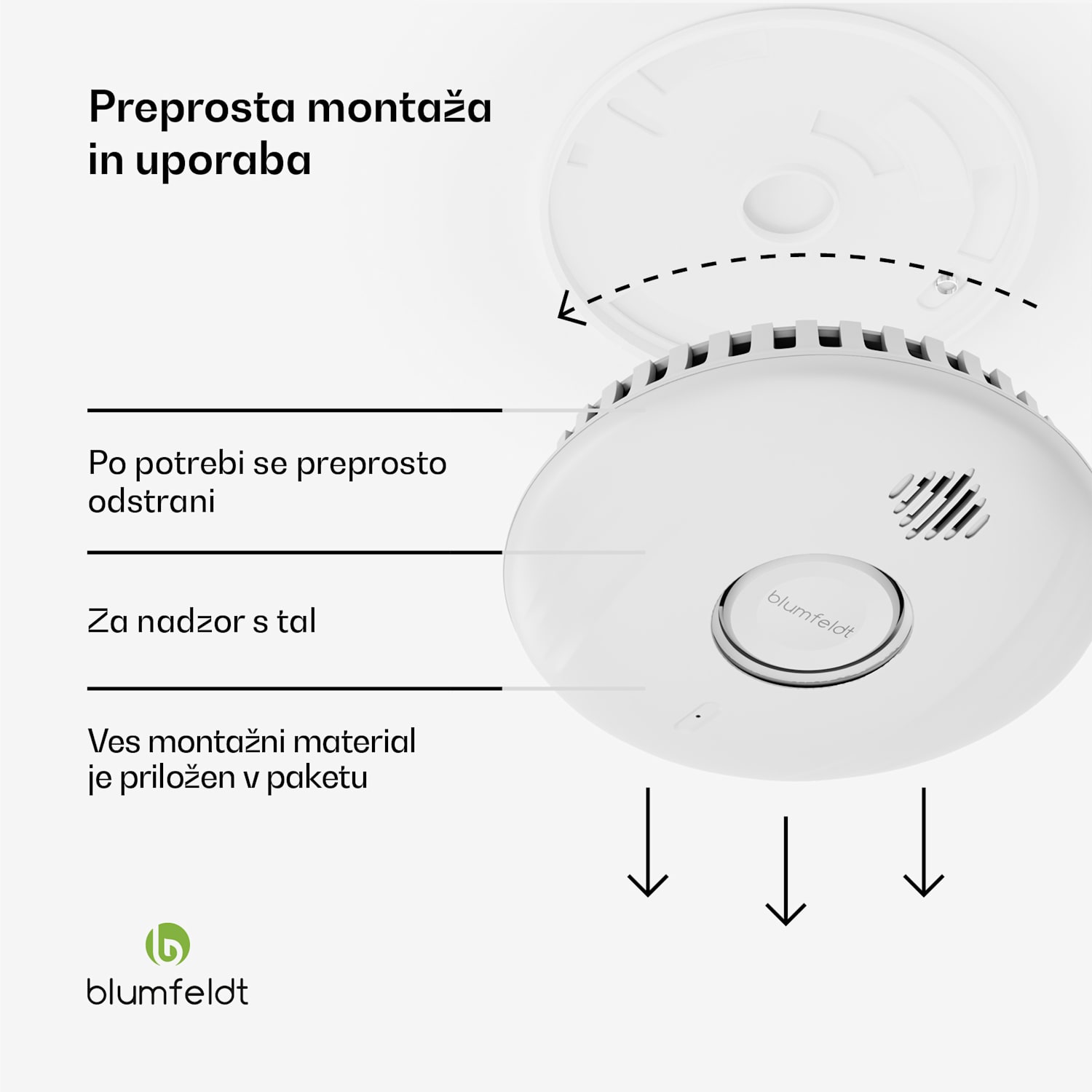 SmartVigil Connect WiFi detektor dima, 3-letna baterija, nadzor z uporabo aplikacije, brez vrtanja 1er-Set