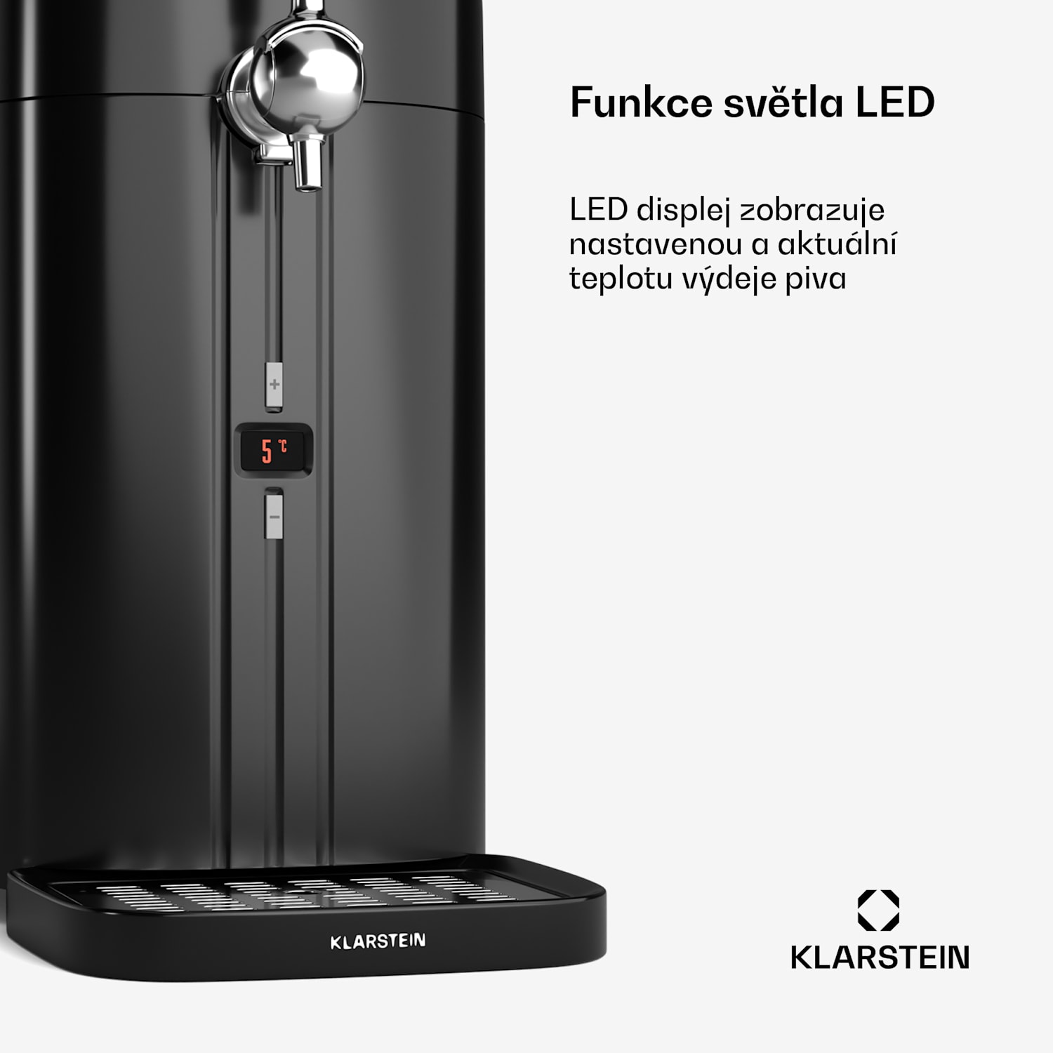 Výčepní zařízení FrostBrew, Tlakový systém CO2, Termochlazení, 3–12 °C, LED ukazatel teploty Černá / Stříbrná metalíza