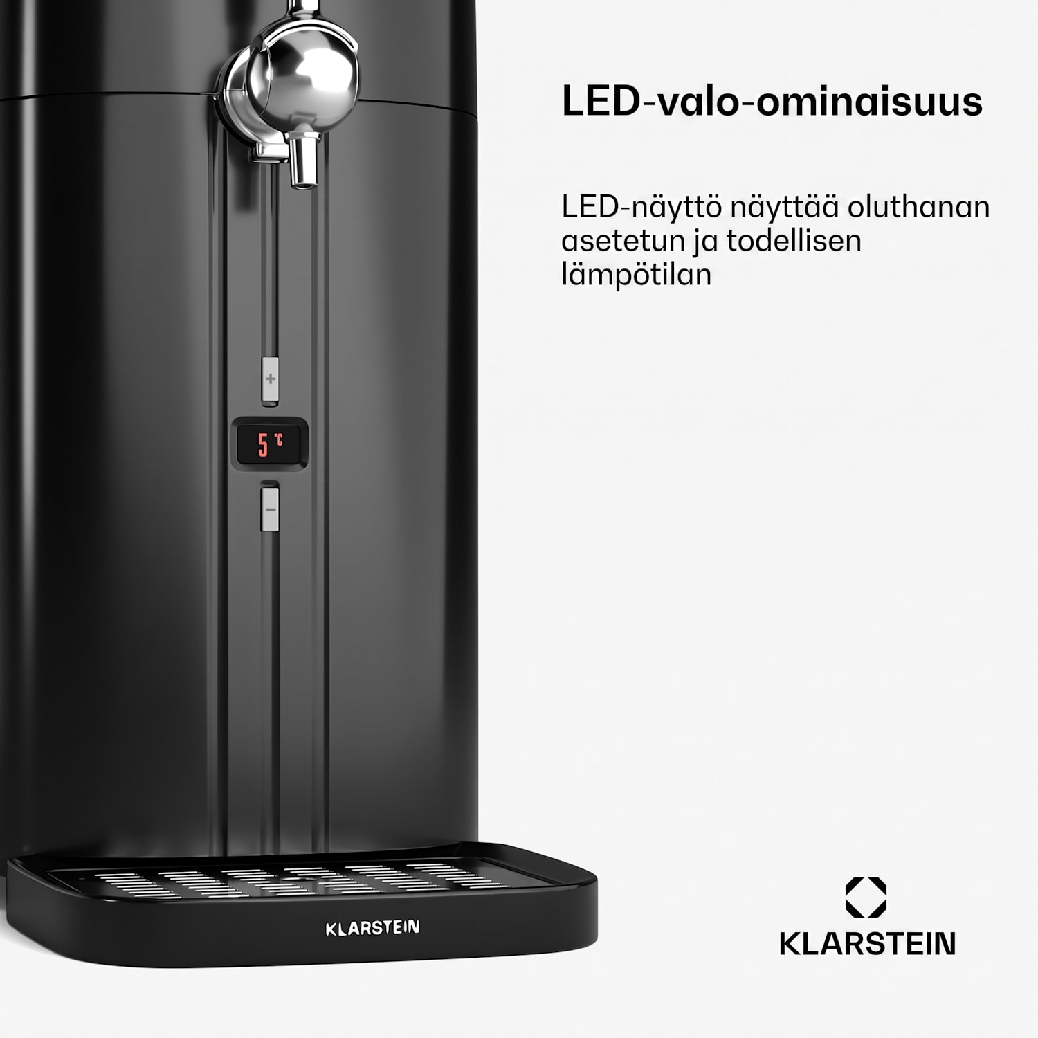 FrostBrew-oluthana | CO2-painejärjestelmä | jäähdytys | 3–12 °C | LED-lämpötilanäyttö Musta / Hopea Metallinen