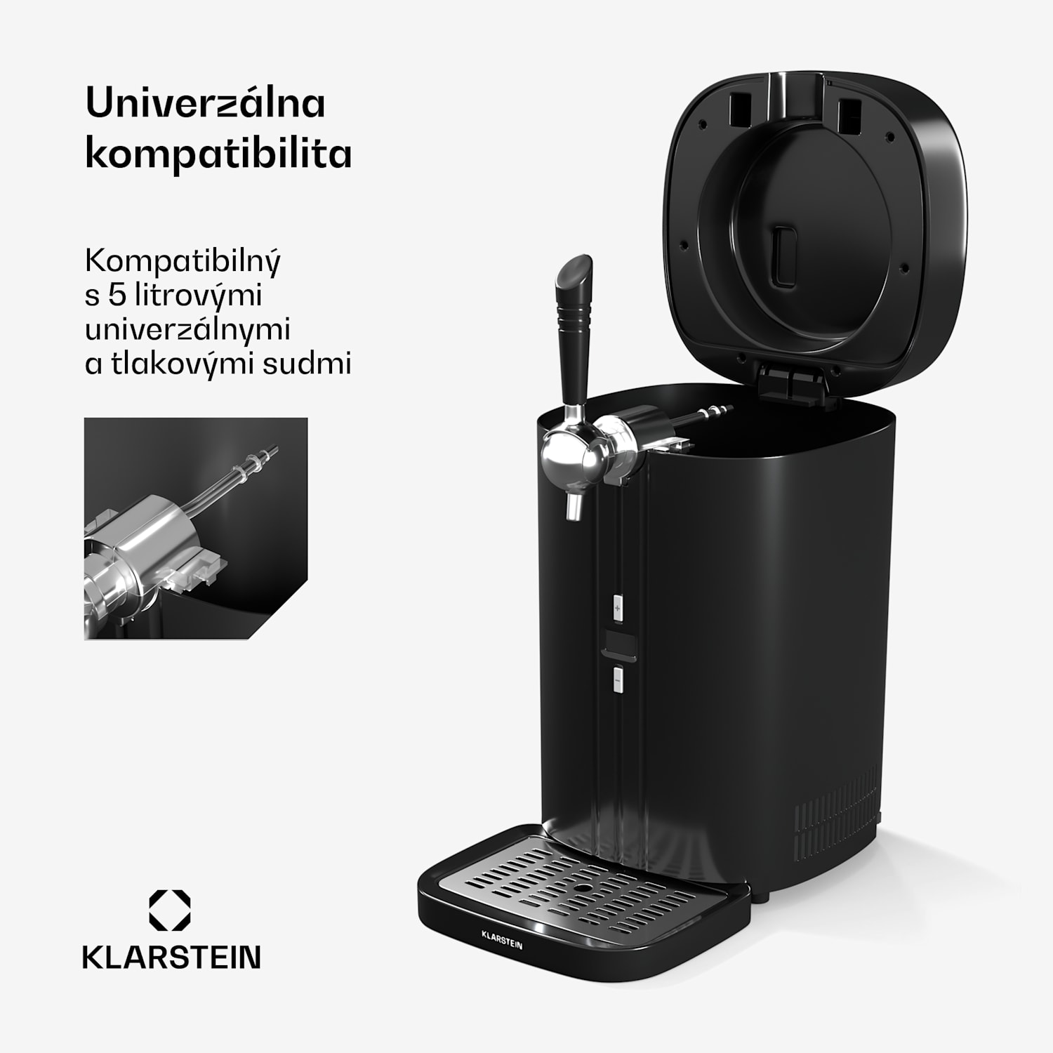 FrostBrew pivný výčap, Tlakový systém CO2, Termo chladenie, 3-12 °C, LED displej teploty Čierna / Strieborná metalíza