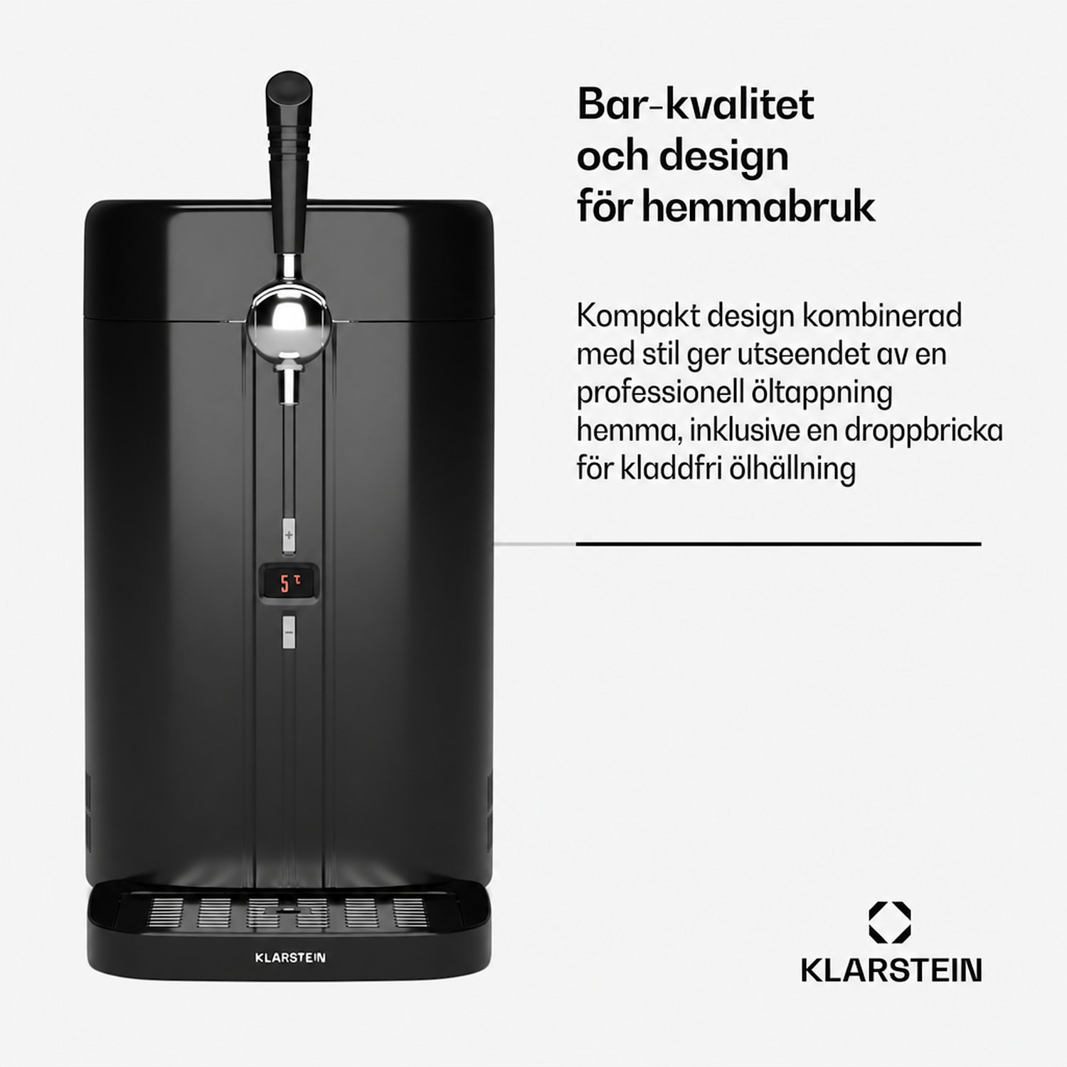 FrostBrew öltapp | kolsyresättning | termisk kylning | 3–12 °C | LED-temperaturdisplay Svart / Silver Metallic
