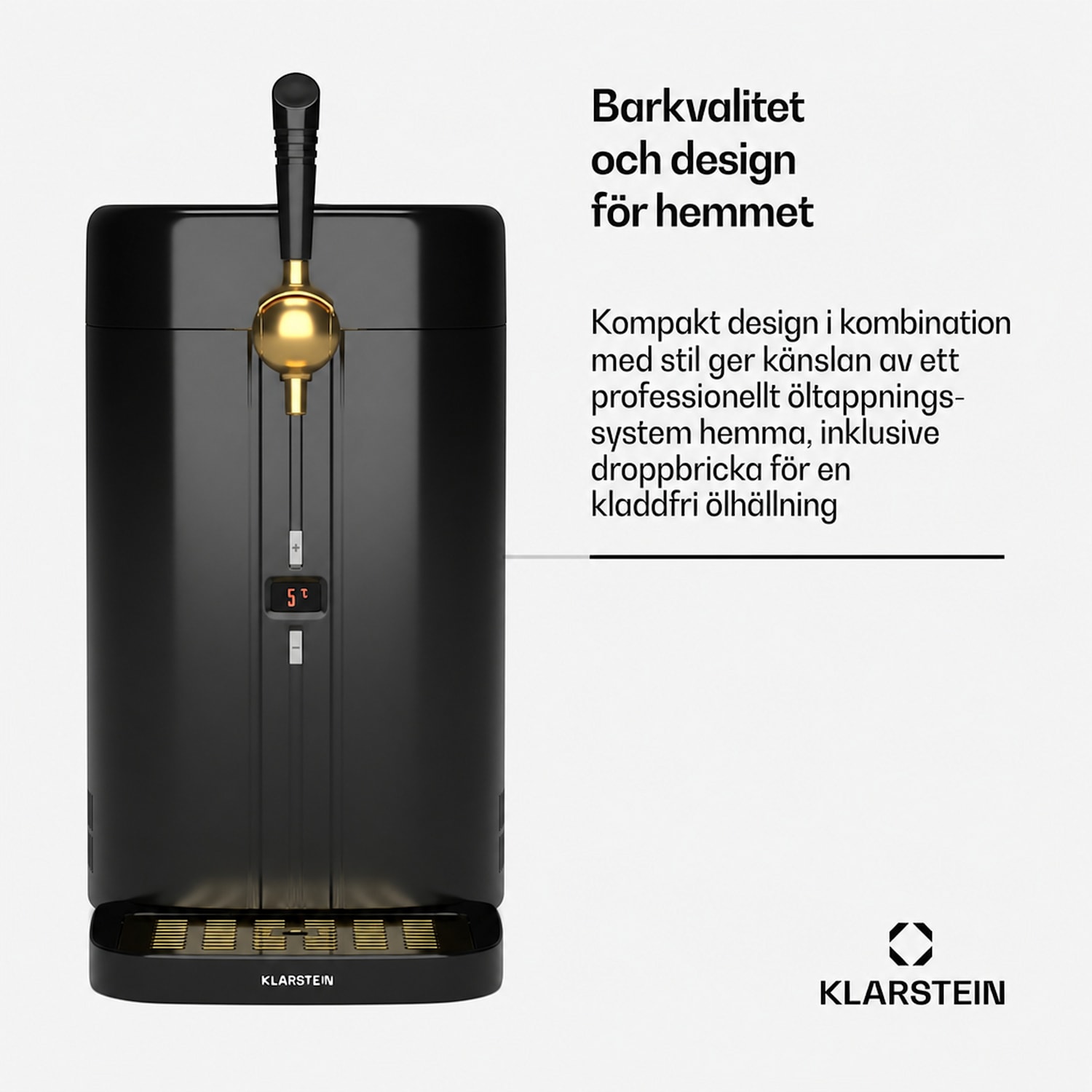 FrostBrew öltapp | kolsyresättning | termisk kylning | 3–12 °C | LED-temperaturdisplay Svart / Antik Guld Metallic