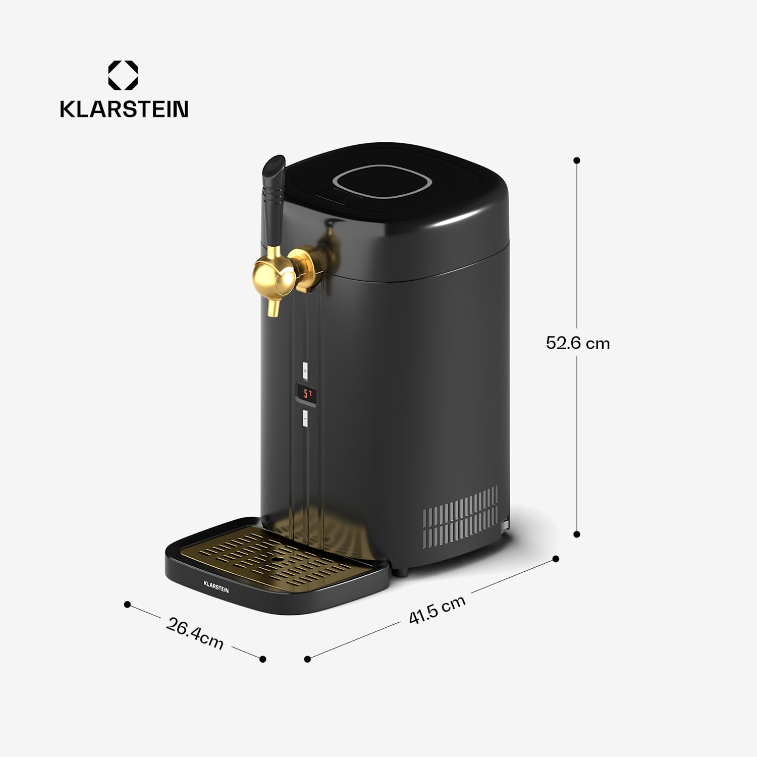 Dispensador de cerveza FrostBrew | Sistema de presurización de CO2 | Refrigeración térmica | 3-12 °C | Indicador led de temperatura Negro / Oro Antiguo Metálico