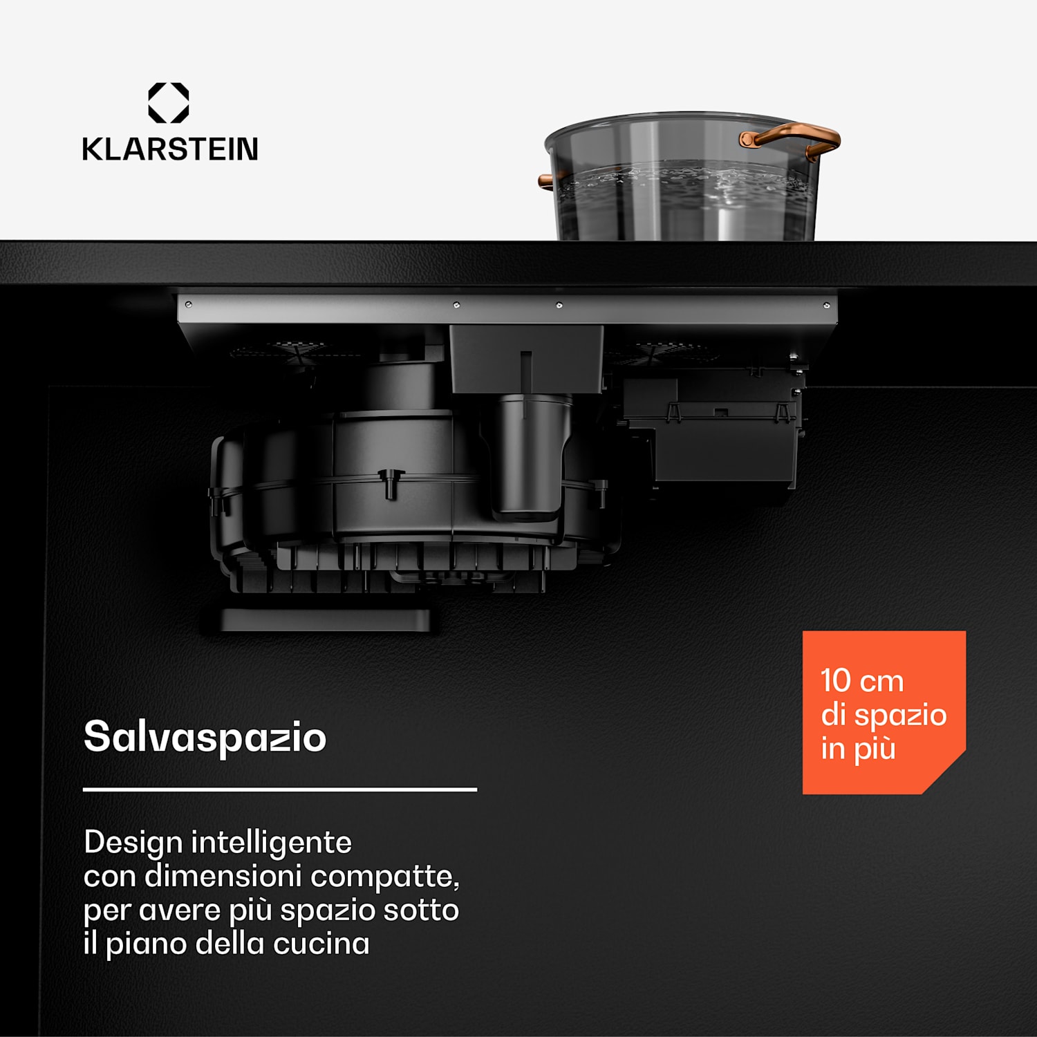 AirJet Hybrid Down Air System | Piano cottura a induzione con cappa integrata | 477 m³/h | CEE A+ 60 cm | AirJetHybrid | Nero