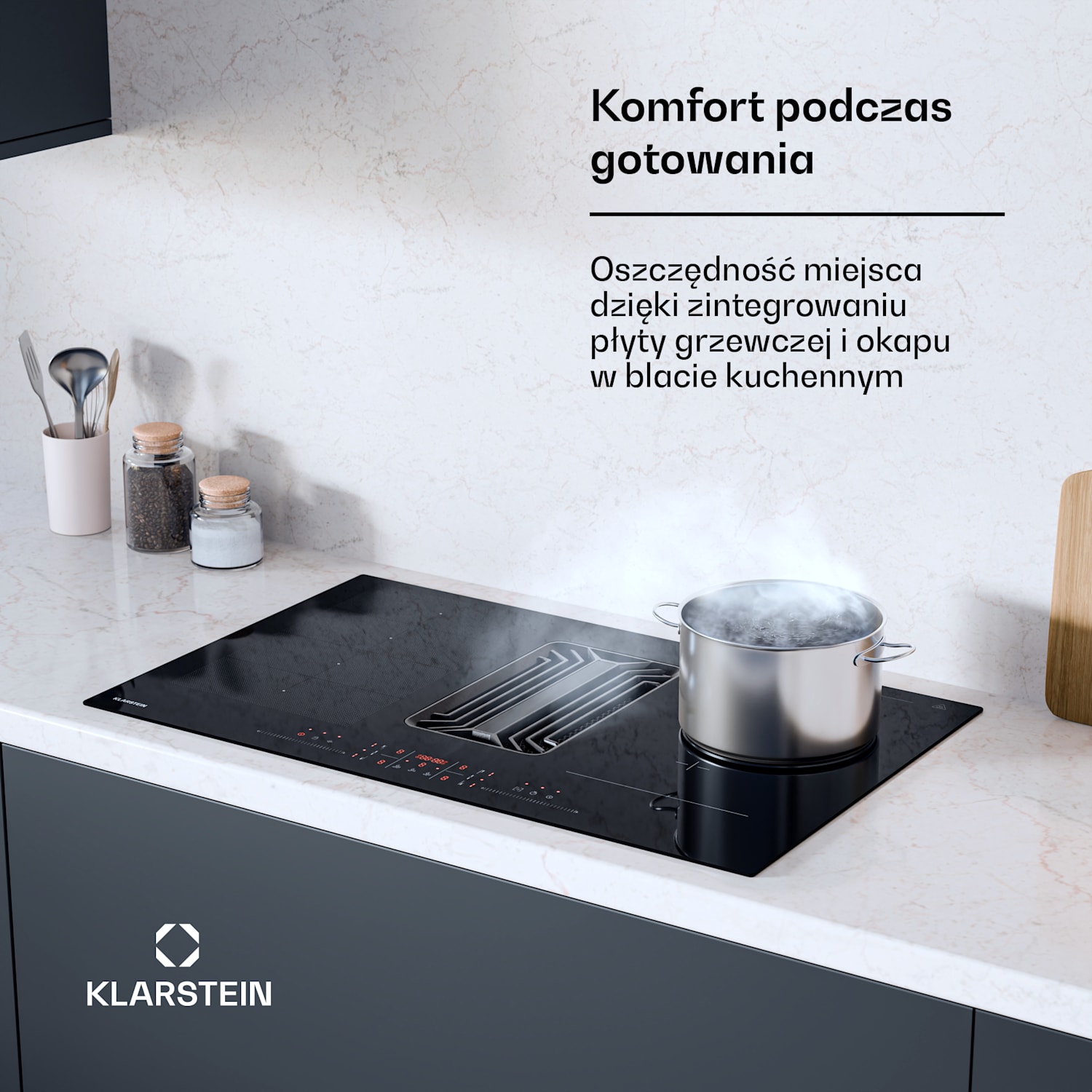 System down air AirJet Hybrid, płyta indukcyjna ze zintegrowanym wyciągiem, 600 m³/h, EEK A++ 83 cm | AirJetHybrid | Czarny