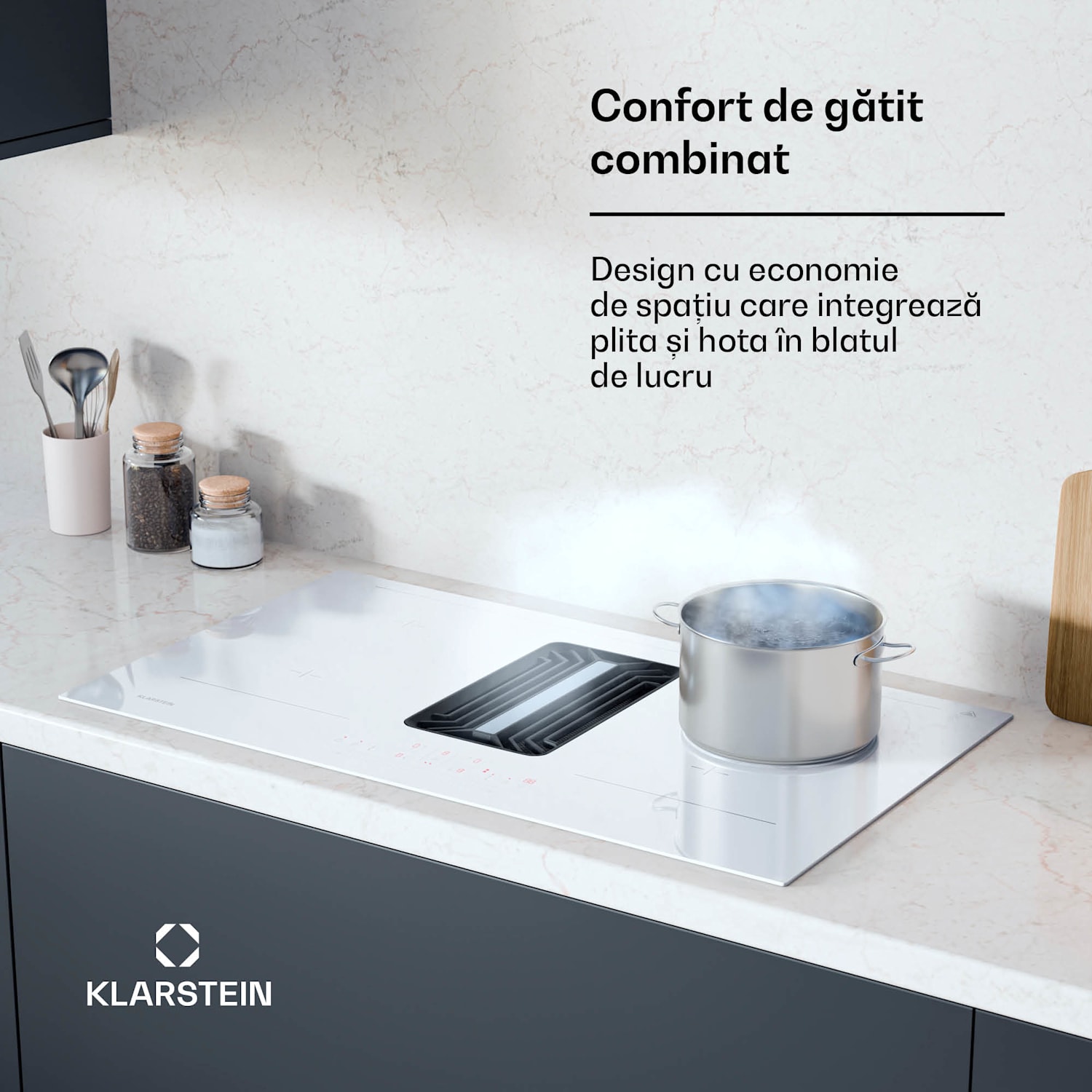 Plită cu inducție AirJet 90 Down Air System + DownAir-hota 90 cm | AirJet | Alb