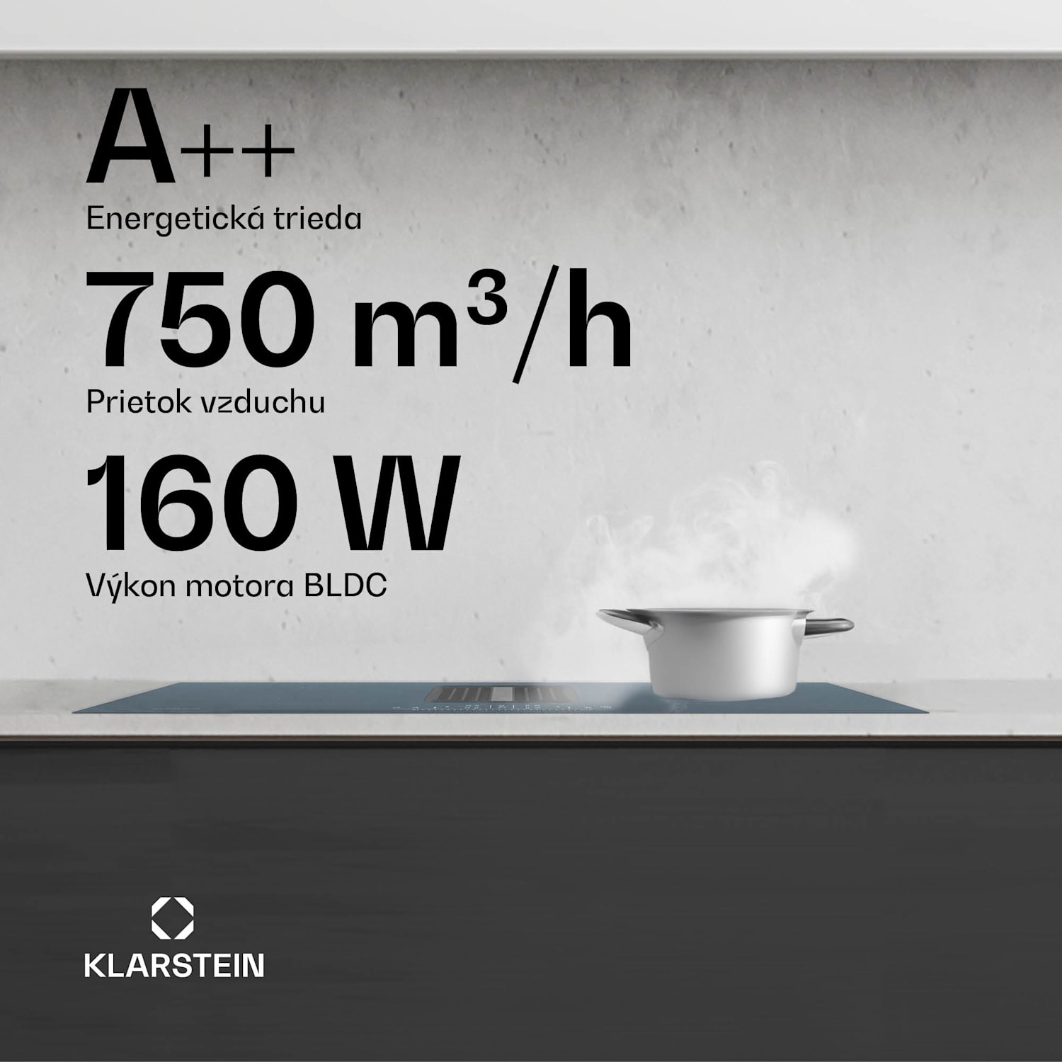 AirJet 90 Down Air System, indukčný sporák + DownAir-digestor, 10000 W, 750 m³/h, Boost 90 cm | AirJet | Antracit