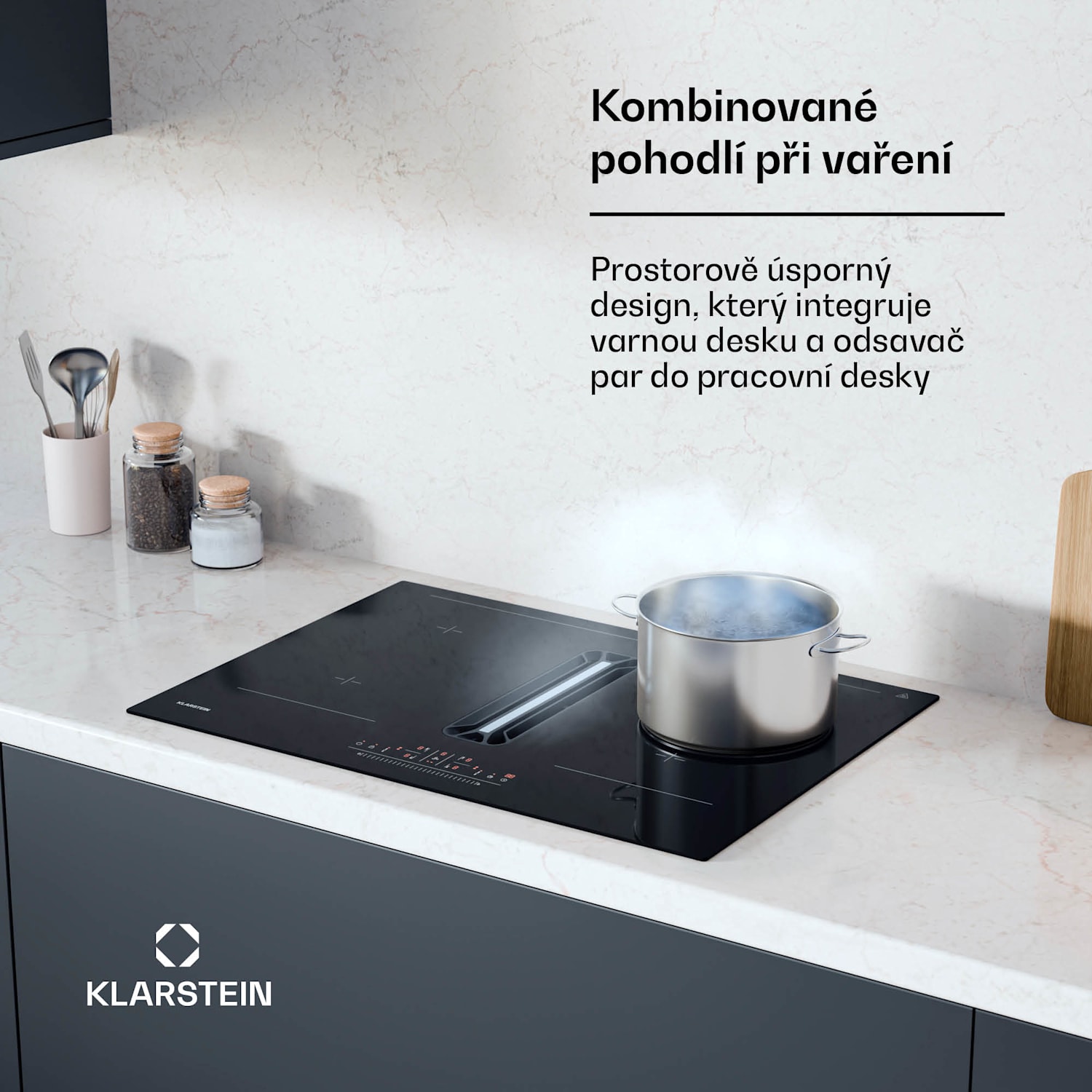 AirJet 72 Down Air System, indukční sporák + DownAir-digestoř, 10 000 W, 600 m³/h, Boost 