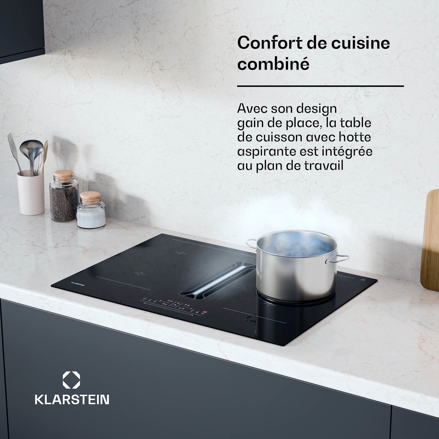 AirJet 72 Down Air System | table de cuisson à induction avec hotte aspirante | 10000 W | 600 m³/h | Boost 