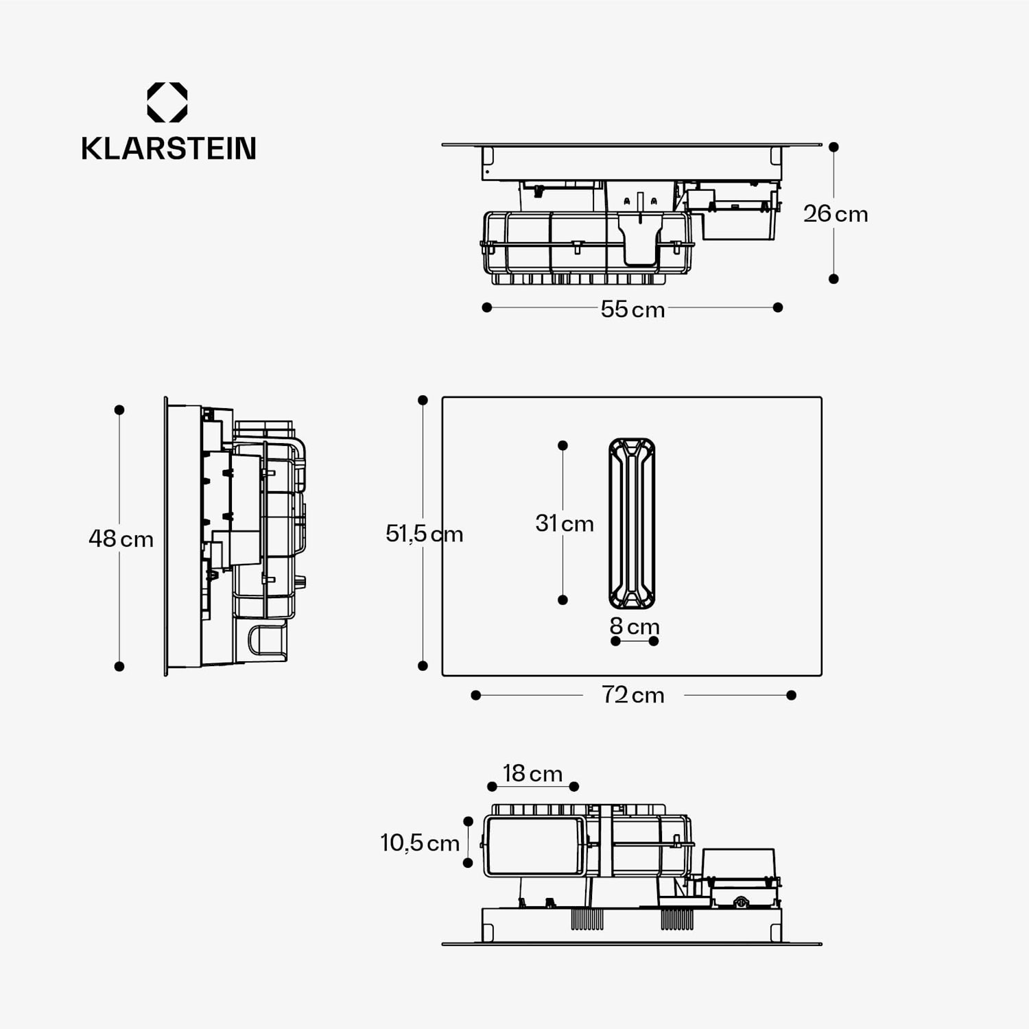 AirJet 72 Sistema Down Air | Placa de inducción con extractor | 10 000 W | 446 m³/h | Boost 72 cm | AirJet | Negro