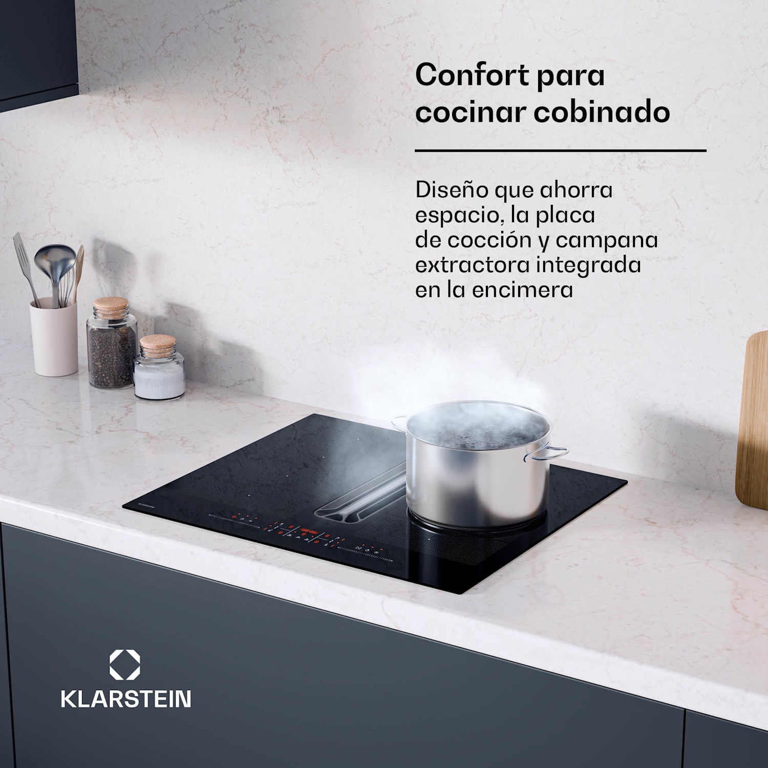 AirJet FlexPro Sistema Down Air | Placa de inducción + extractor | Zona flexible | Boost 60 cm | AirJetFlexPro | Negro