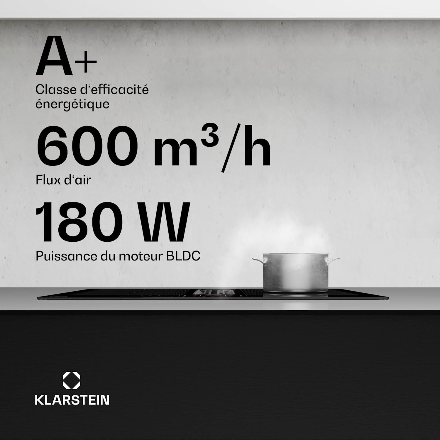 AirJet FlexPro Down Air System | inductiekookplaat + afzuigkap | Flexzone | Booster 60 cm | AirJetFlexPro | Zwart