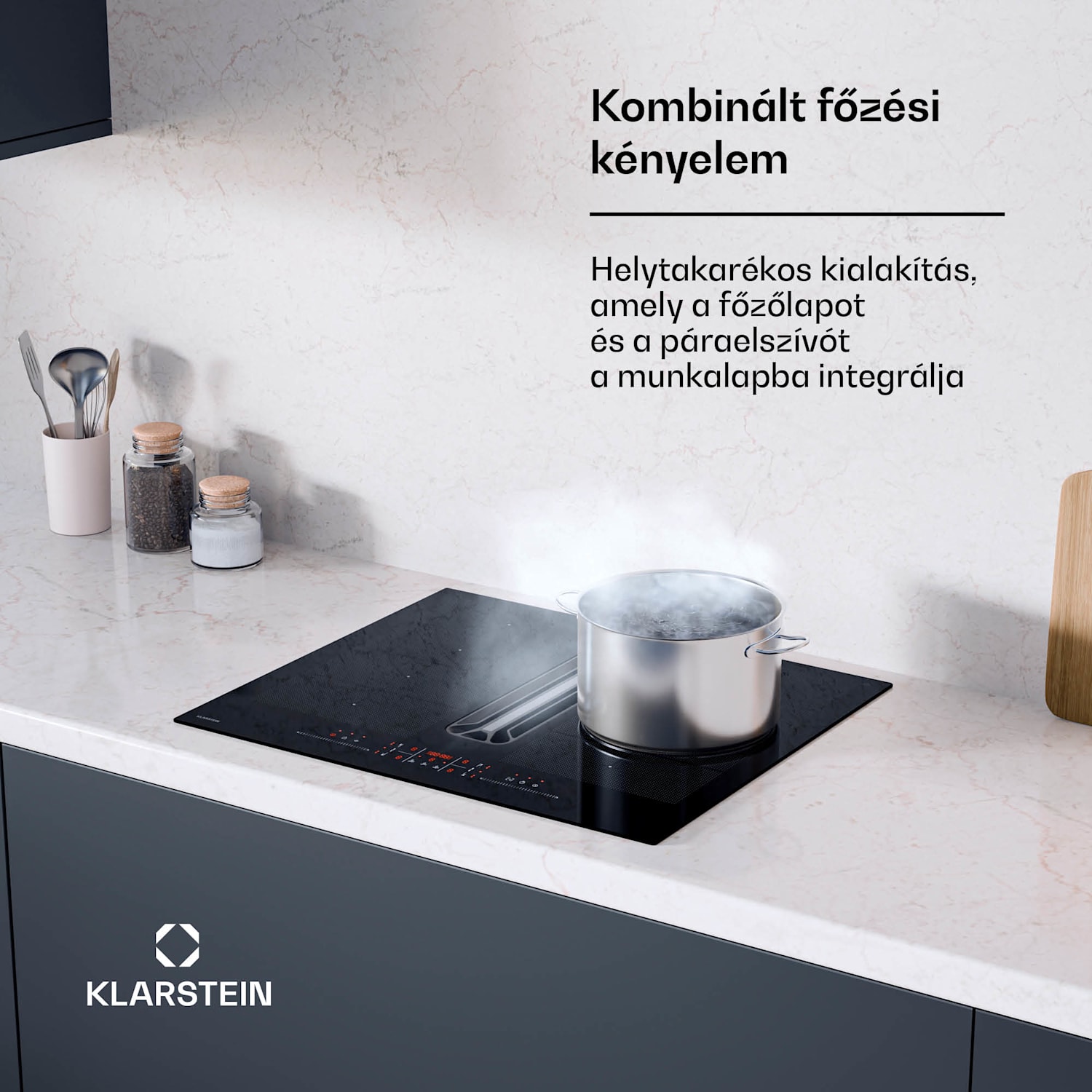 AirJet FlexPro Down Air System, Indukciós főzőlap + páraelszívó, Flexi zóna, Booster 60 cm | AirJetFlexPro | Fekete