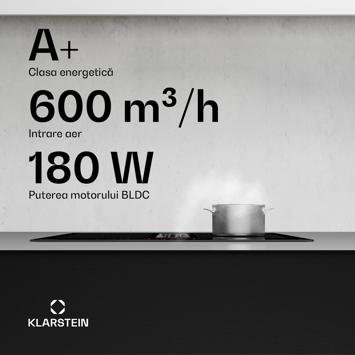 Sistem AirJet FlexPro Down Air, plită cu inducție + hotă, zonă flexibilă, funcție Booster 60 cm | AirJetFlexPro | Negru