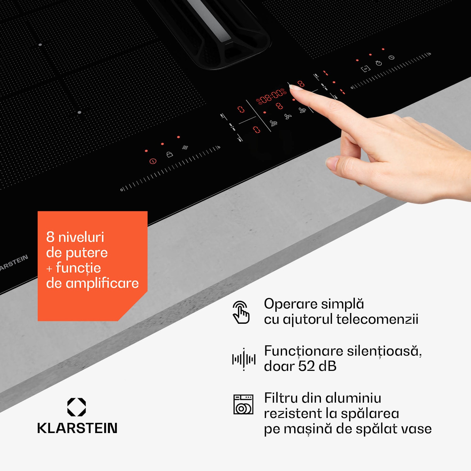 Sistem AirJet FlexPro Down Air, plită cu inducție + hotă, zonă flexibilă, funcție Booster 60 cm | AirJetFlexPro | Negru