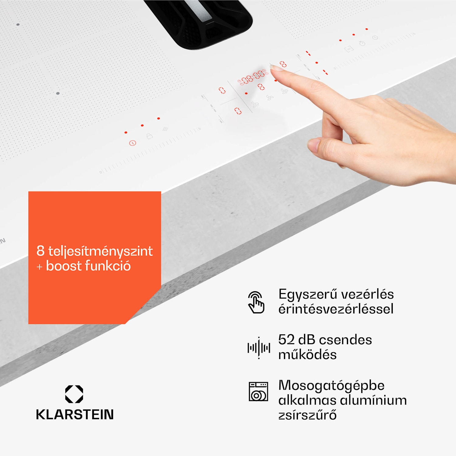 AirJet FlexPro Down Air System, Indukciós főzőlap + páraelszívó, Flexi zóna, Booster 60 cm | AirJetFlexPro | Fehér