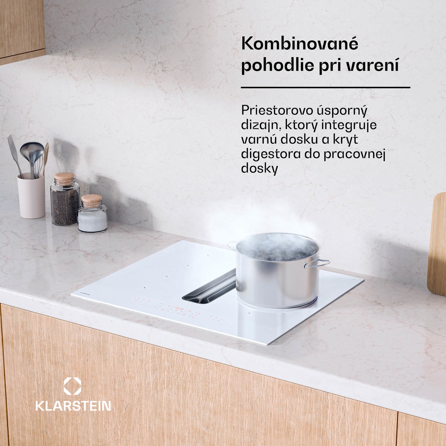 AirJet FlexPro Down Air System, Indukčná doska + digestor, Flexi zóna, Booster 60 cm | AirJetFlexPro | Biela