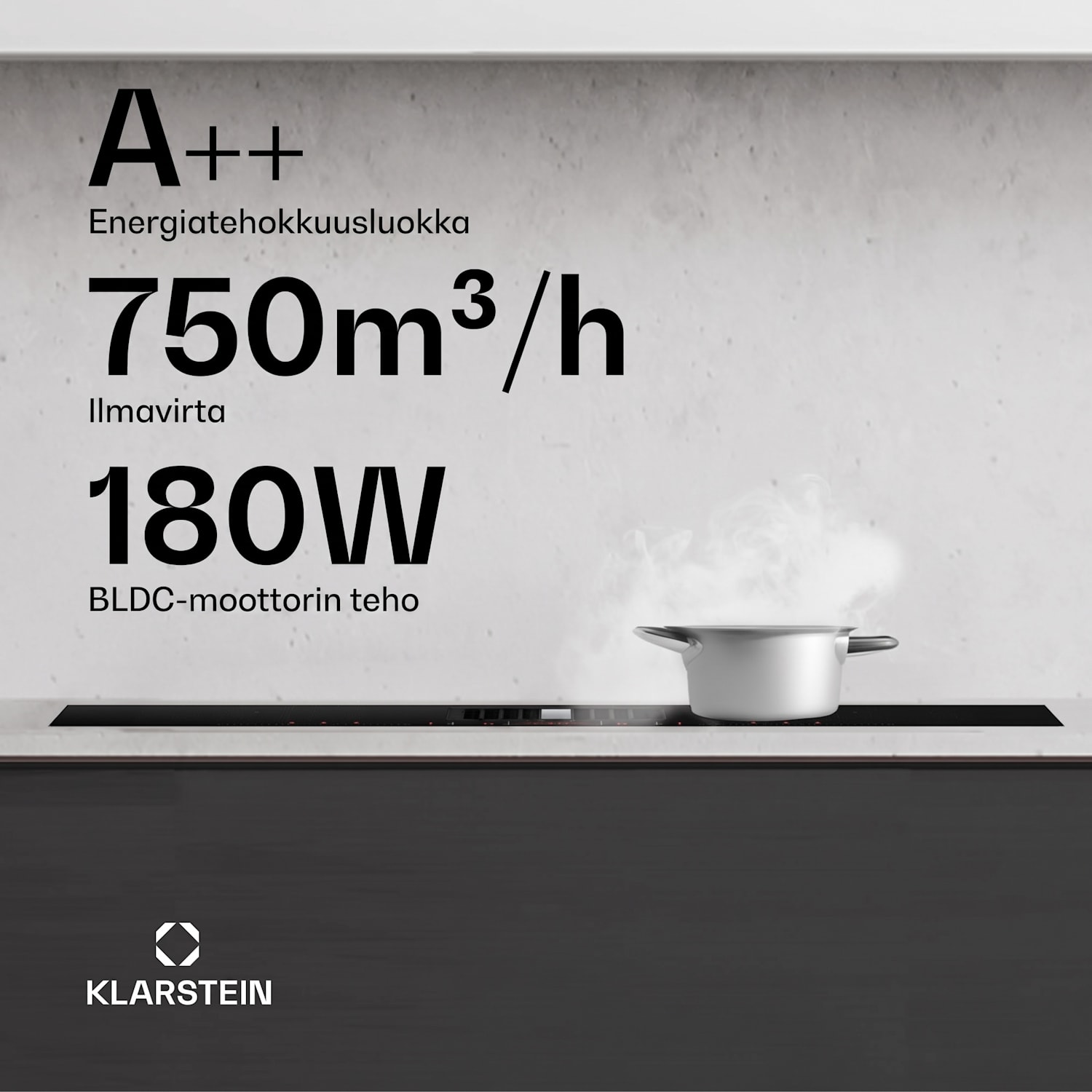 AirJet FlexPro Down Air System | Induktioliesi + Liesituuletin | Flexzone | Booster 83 cm | AirJetFlexPro | Musta