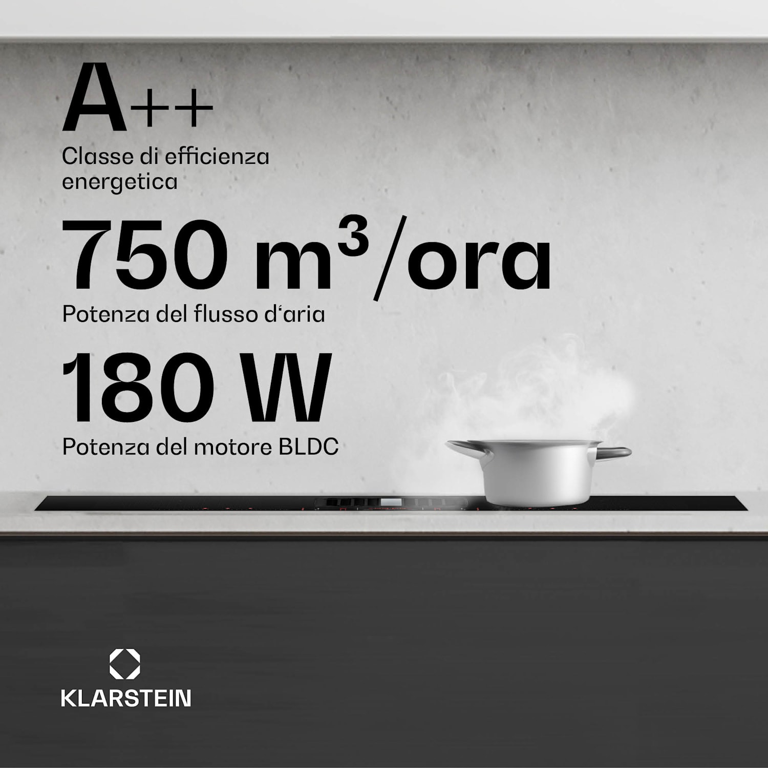AirJet FlexPro Down Air System | Piano cottura a induzione + cappa aspirante | Zona flex | Booster 83 cm | AirJetFlexPro | Nero
