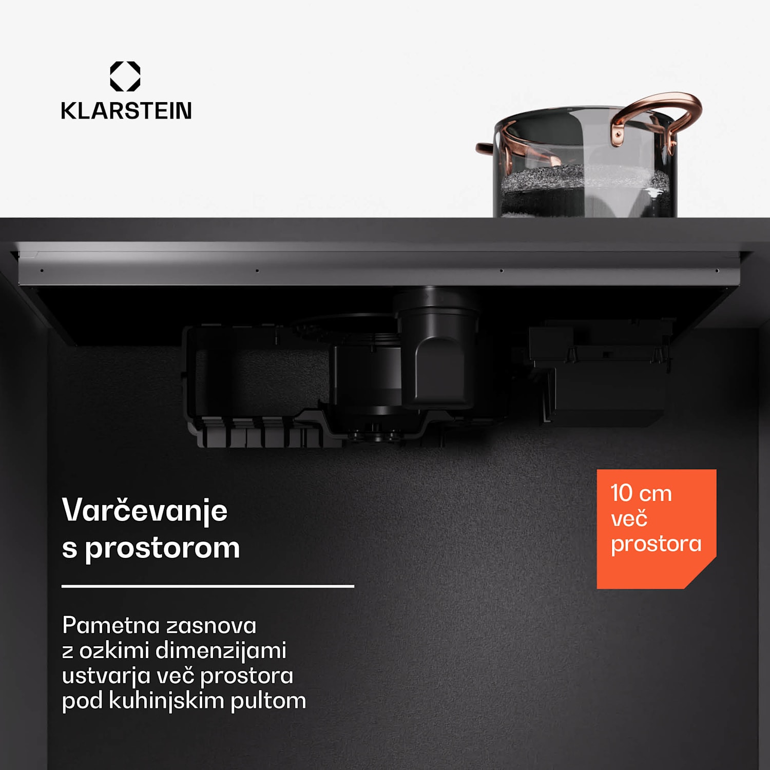 AirJet FlexPro Down Air System, Indukcijska kuhalna plošča + napa, Flexi zone, Booster 83 cm | AirJetFlexPro | Črna