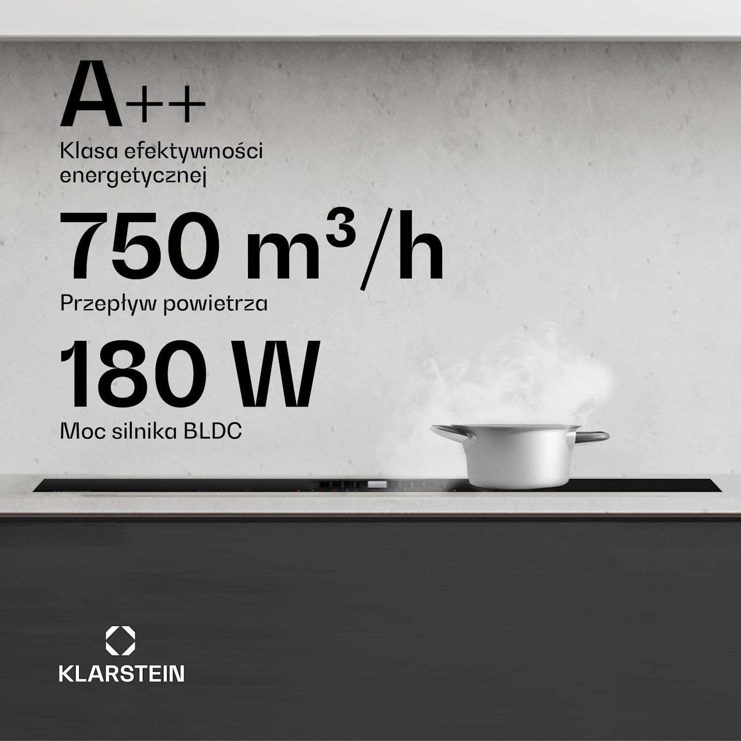 AirJet FlexPro system down air, płyta indukcyjna + wyciąg kuchenny, strefa flex, booster 90 cm | AirJetFlexPro | Czarny
