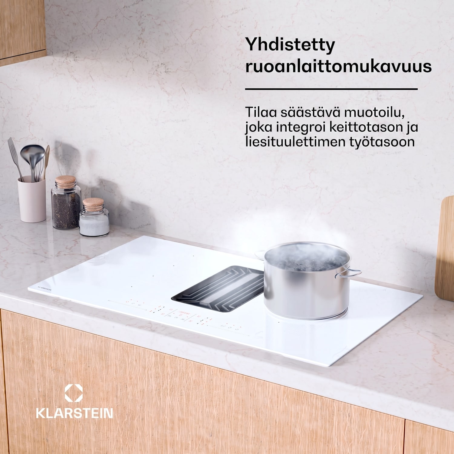 AirJet FlexPro Down Air System | induktioliesi + liesituuletin | joustovyöhyke | tehostus 90 cm | AirJetFlexPro | Valkoinen