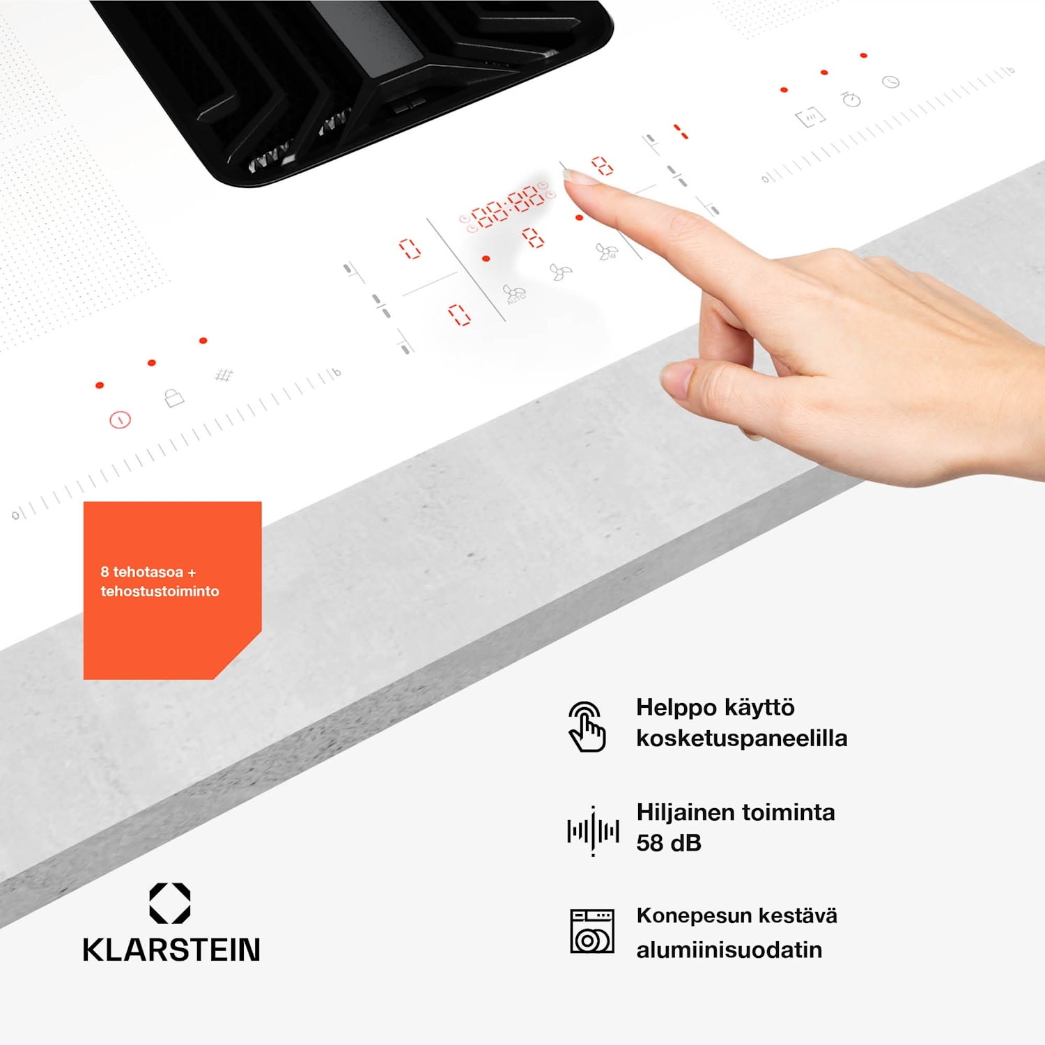 AirJet FlexPro Down Air System | induktioliesi + liesituuletin | joustovyöhyke | tehostus 90 cm | AirJetFlexPro | Valkoinen