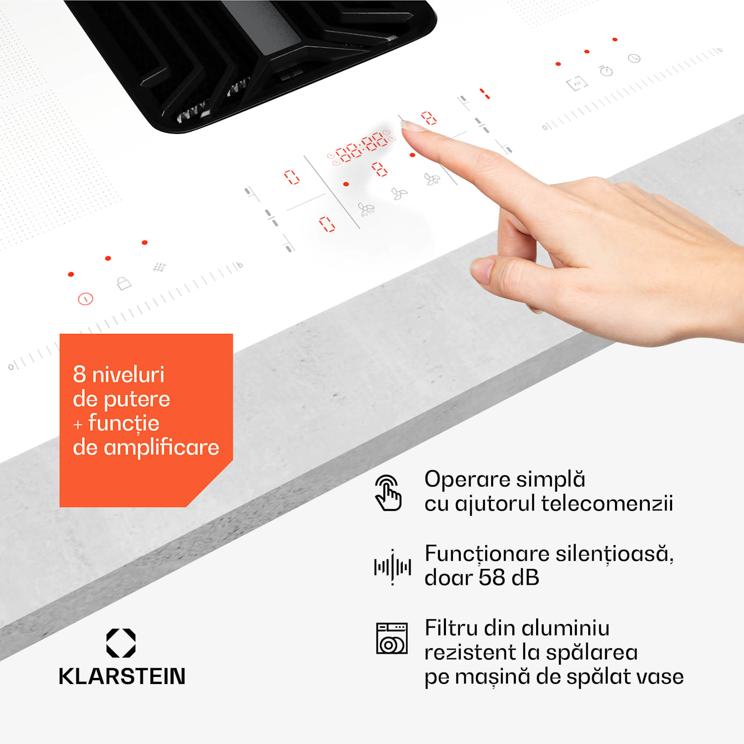 Sistem de aer jos AirJet FlexPro, Plită cu inducție + hotă, Flexi zone, Booster 90 cm | AirJetFlexPro | Alb