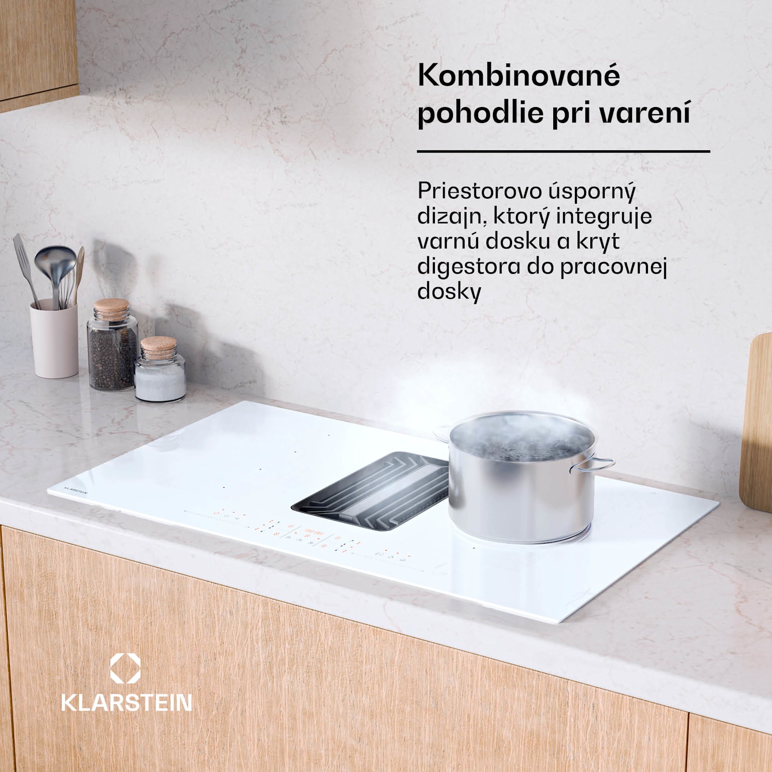 AirJet FlexPro Down Air System, Indukčná doska + digestor, Flexi zóna, Booster 90 cm | AirJetFlexPro | Biela