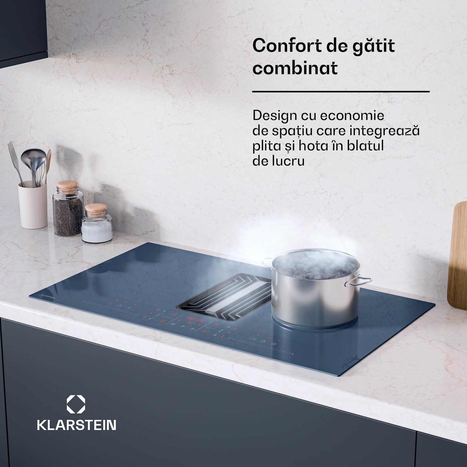 AirJet FlexPro Down Air System, Plită cu inducție + hotă, Flexi zone, Booster 90 cm | AirJetFlexPro | Antracit