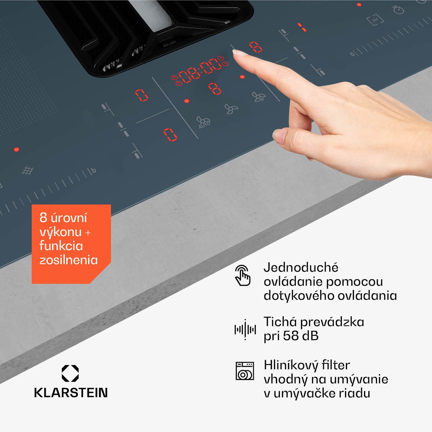 AirJet FlexPro Down Air System, Indukčná doska + digestor, Flexi zóna, Booster 90 cm | AirJetFlexPro | Antracit