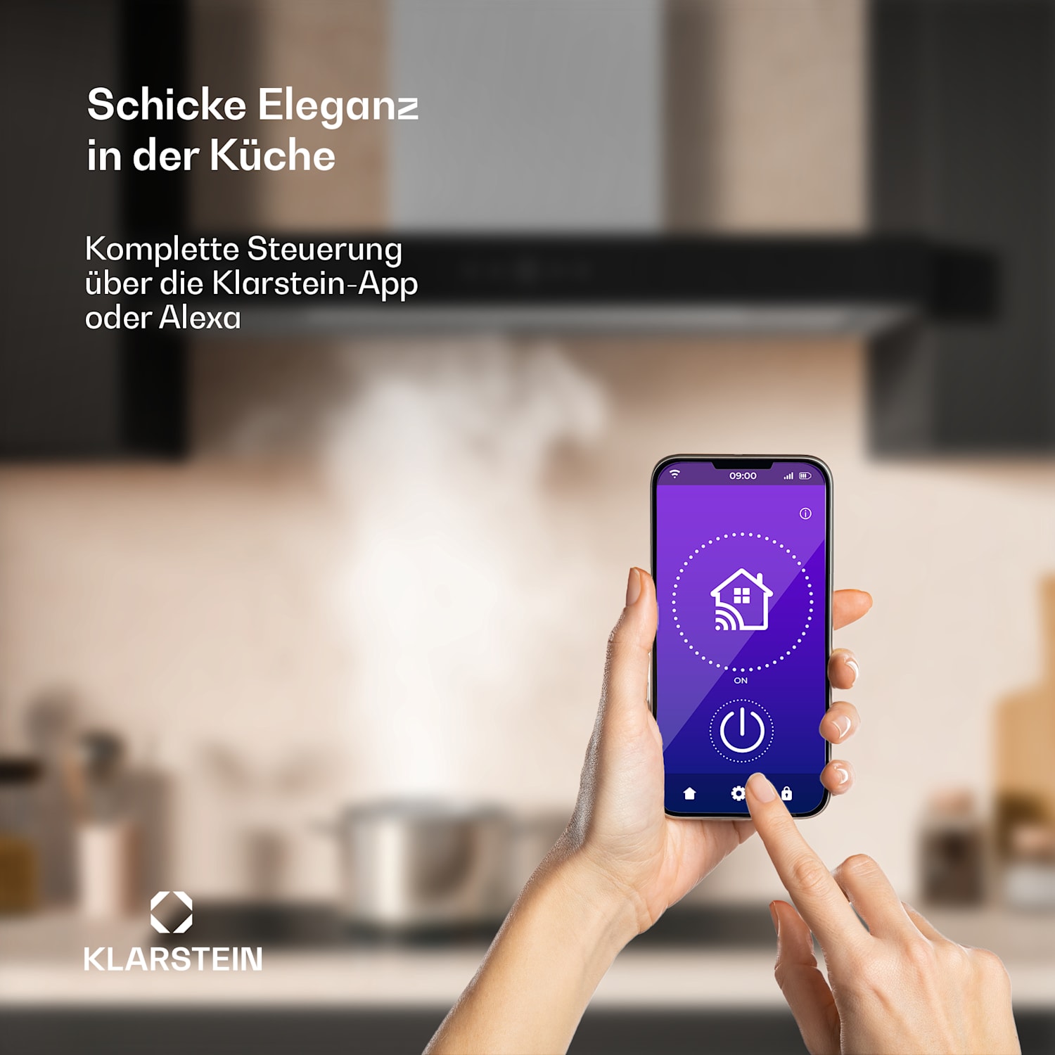 SmartEdge Dunstabzugshaube | WiFi | leise | leistungsstark | LED | 550 m³/h | EEK A+ 90 cm | Edelstahl