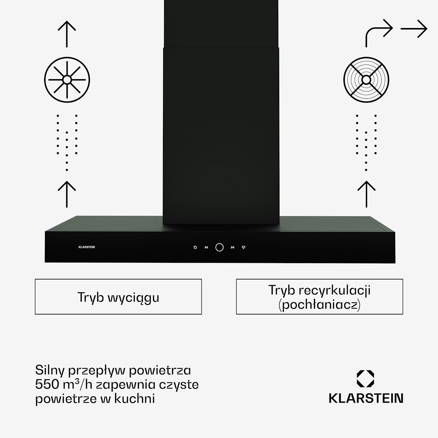 SmartEdge okap kuchenny, Wi-Fi, cichy, wydajny, LED, 550 m³/h, klasa energetyczna A+ 90 cm | Czarny